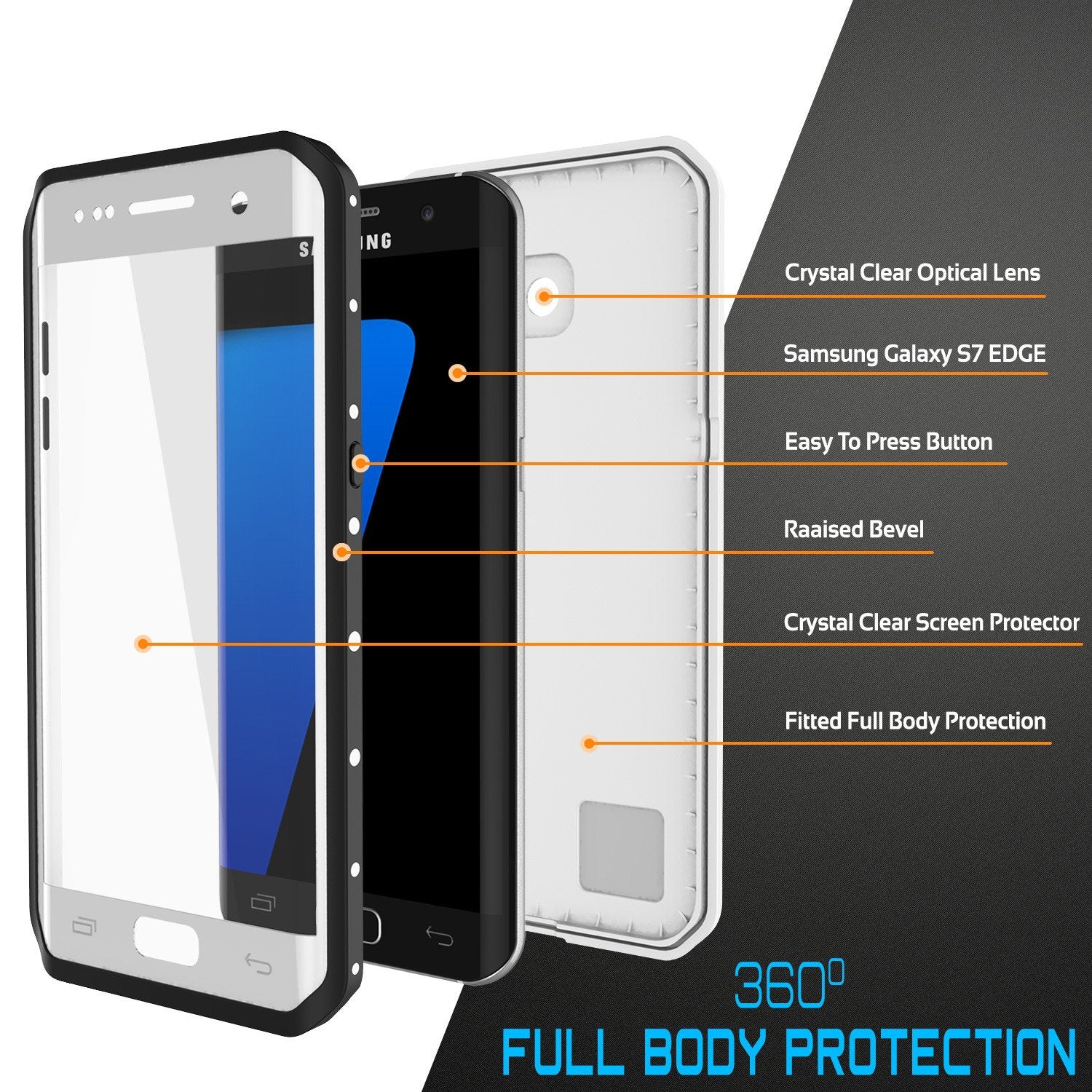 Galaxy S7 EDGE Waterproof Case, Punkcase StudStar White Thin 6.6ft Underwater IP68 Shock/Snow Proof