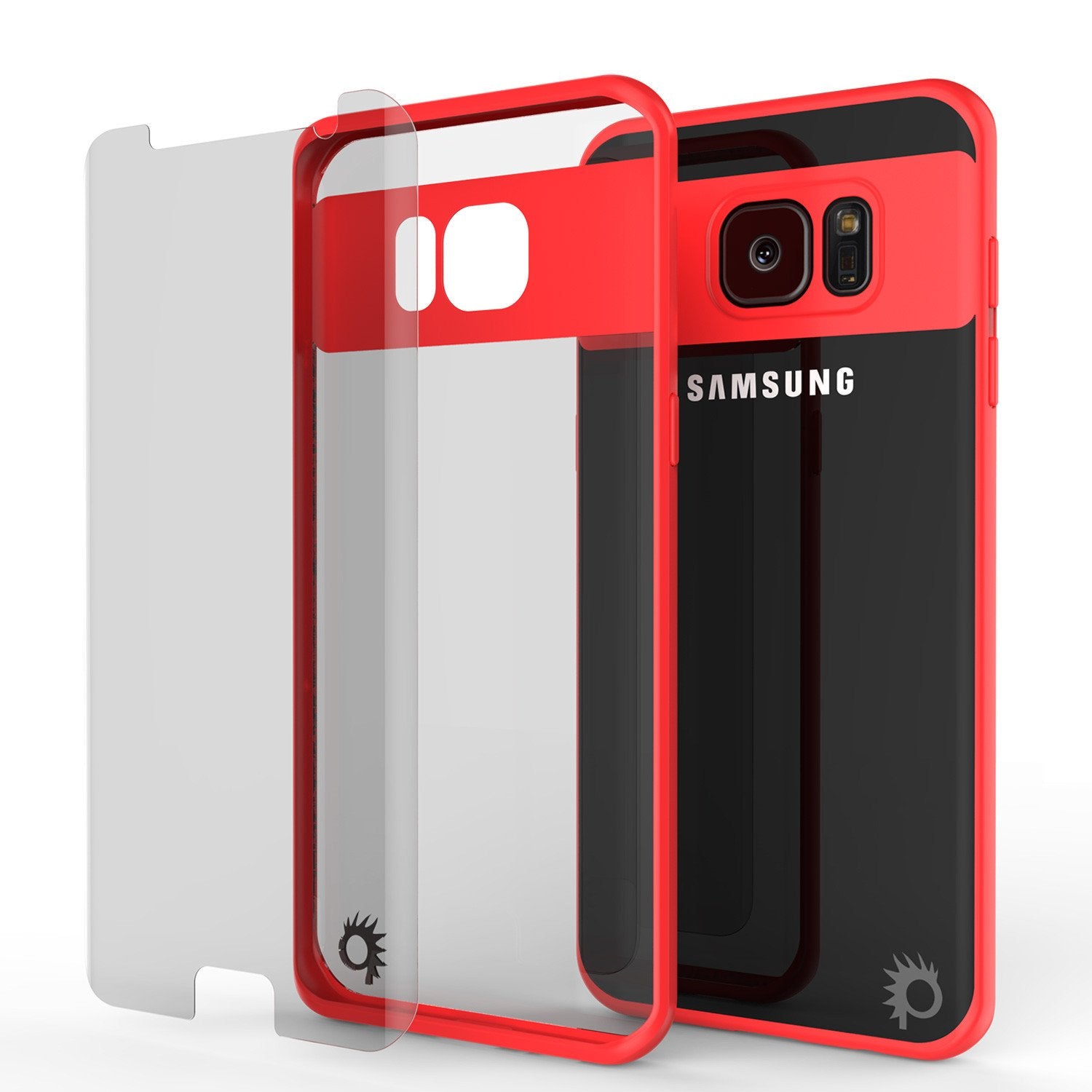 Galaxy S7 Edge Case [MASK Series] [RED] Full Body Hybrid Dual Layer TPU Cover W/ Protective PUNKSHIELD Screen Protector
