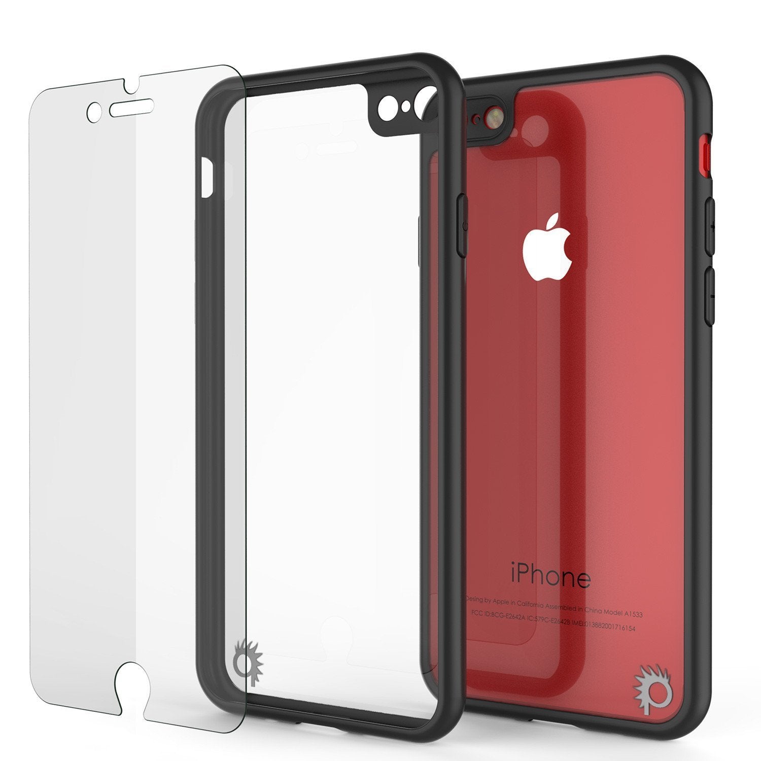 iPhone 8 Case [MASK Series] [BLACK] Full Body Hybrid Dual Layer TPU Cover W/ protective Tempered Glass Screen Protector