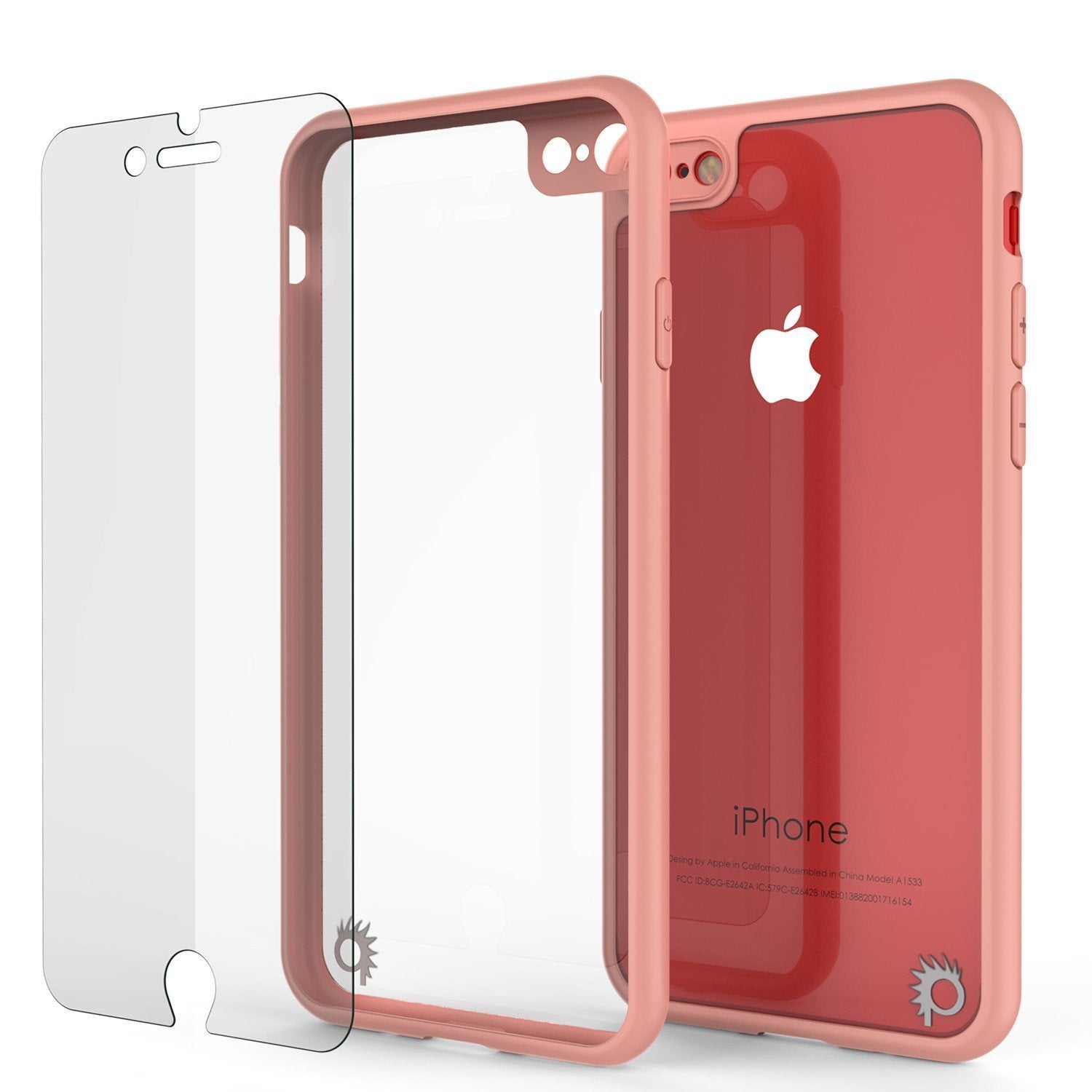 iPhone 8 Case [MASK Series] [PINK] Full Body Hybrid Dual Layer TPU Cover W/ protective Tempered Glass Screen Protector