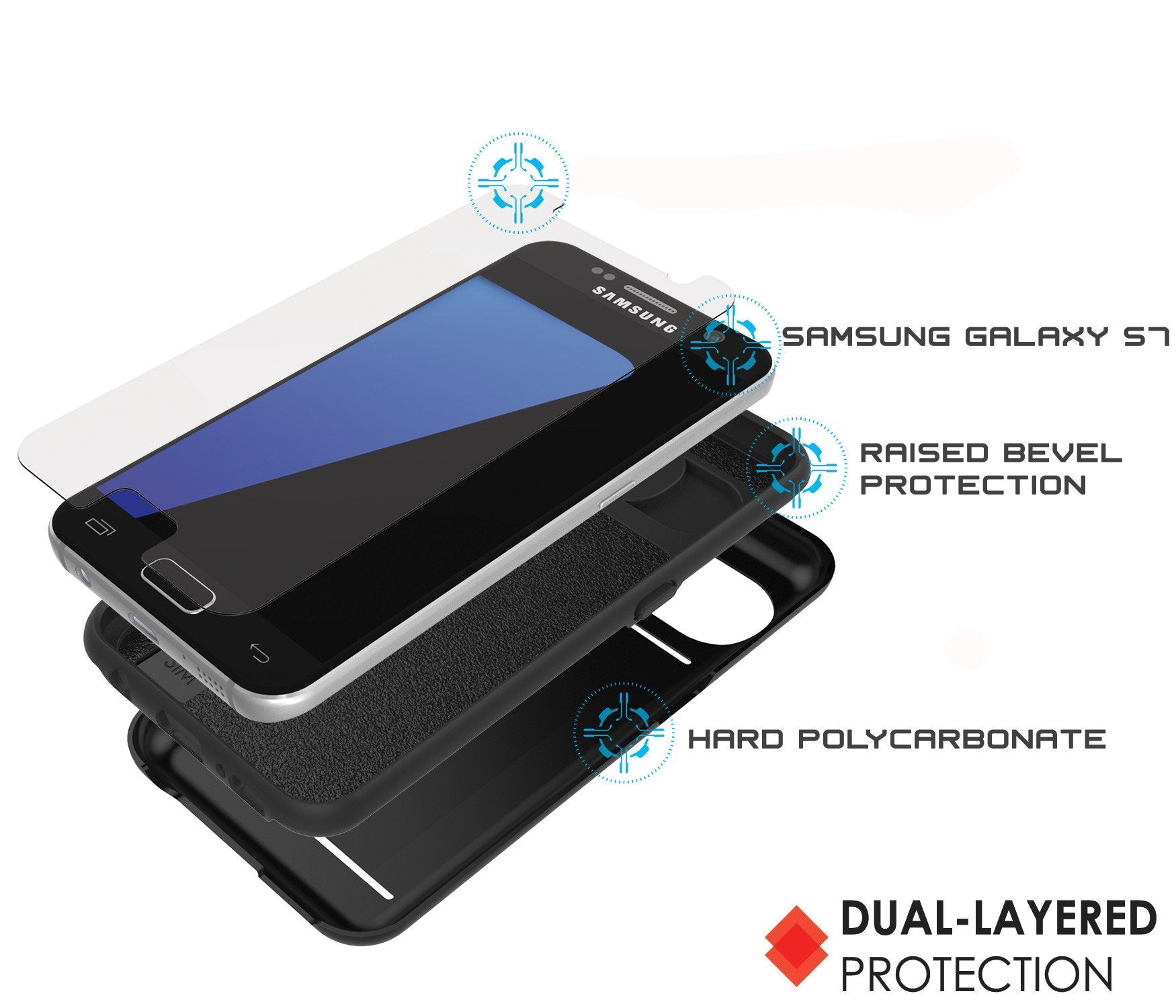 Galaxy S7 EDGE Case PunkCase CLUTCH Black Series Slim Armor Soft Cover Case w/ Screen Protector