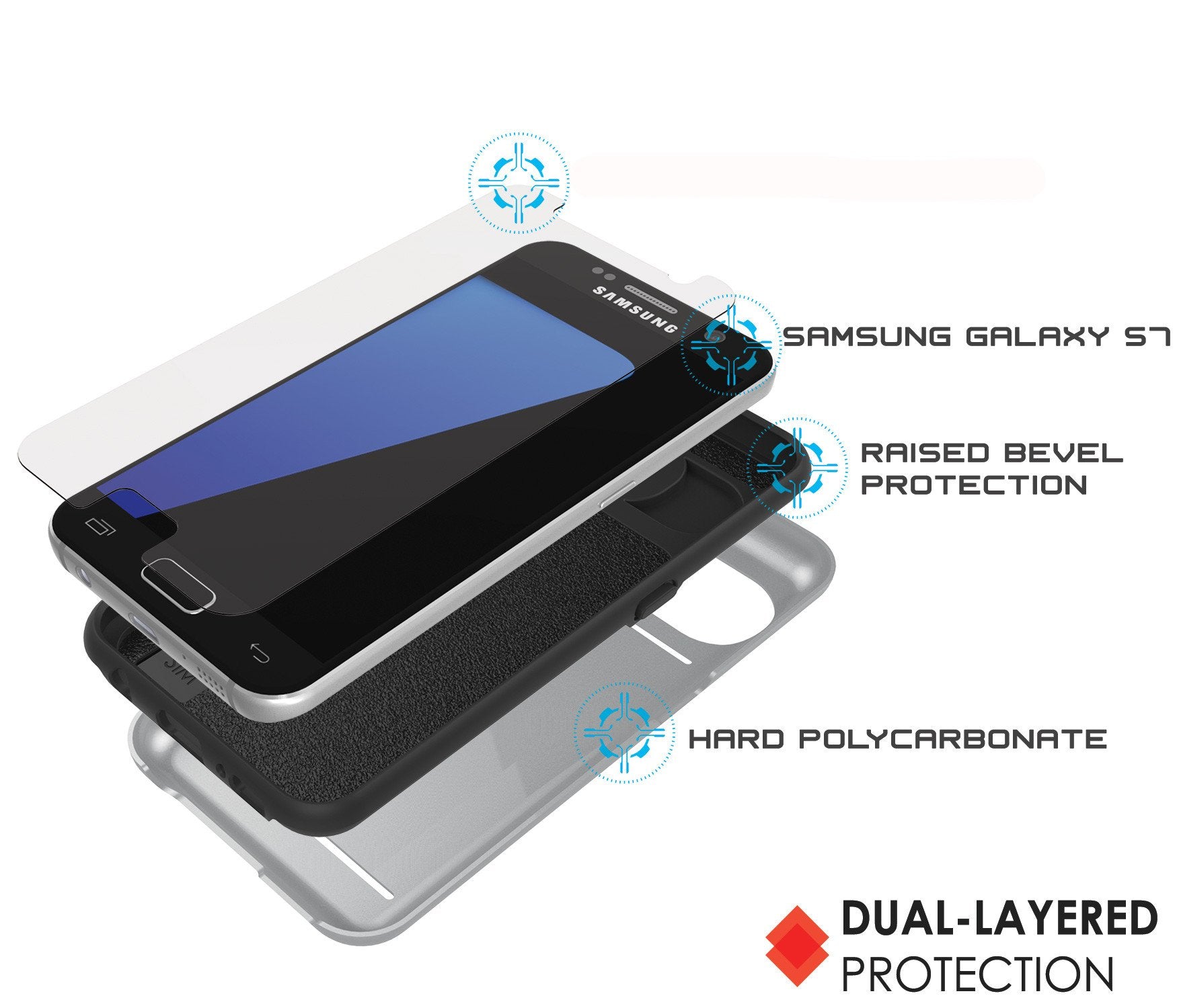Galaxy S7 EDGE Case PunkCase CLUTCH Silver Series Slim Armor Soft Cover Case w/ Screen Protector
