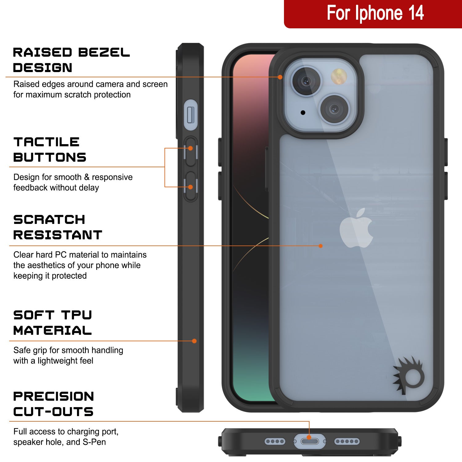 iPhone 15 Case Punkcase® LUCID 2.0 Red Series Series w/ PUNK SHIELD Screen Protector | Ultra Fit