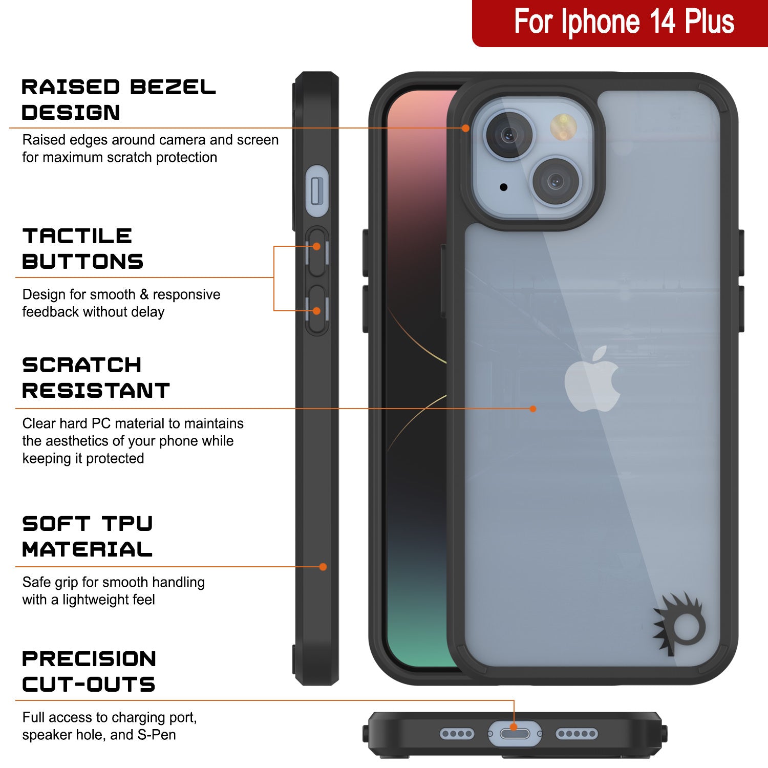 iPhone 15 Plus Case Punkcase® LUCID 2.0 black Series Series w/ PUNK SHIELD Screen Protector | Ultra Fit