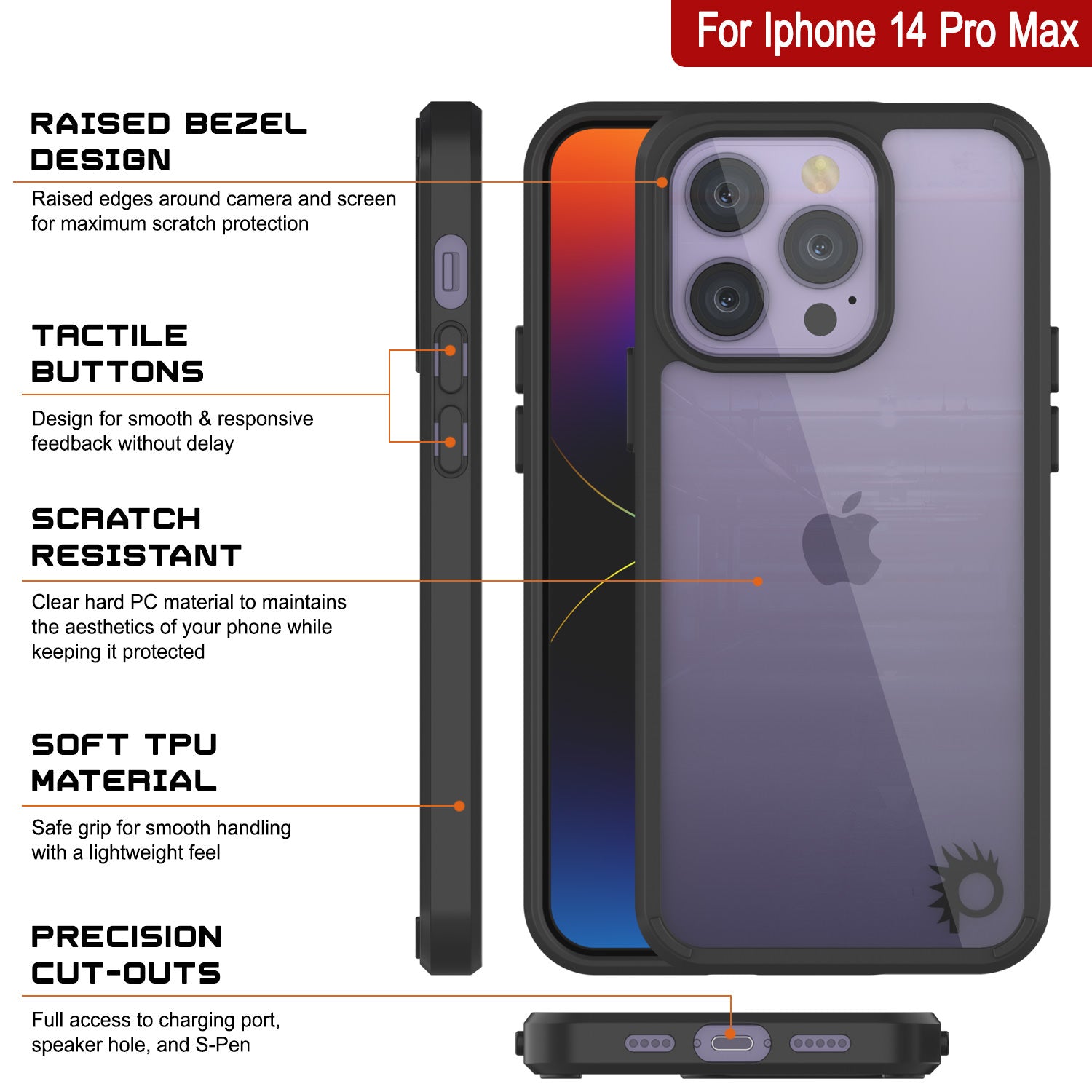 iPhone 15 Pro Max Case Punkcase® LUCID 2.0 White Series Series w/ PUNK SHIELD Screen Protector | Ultra Fit