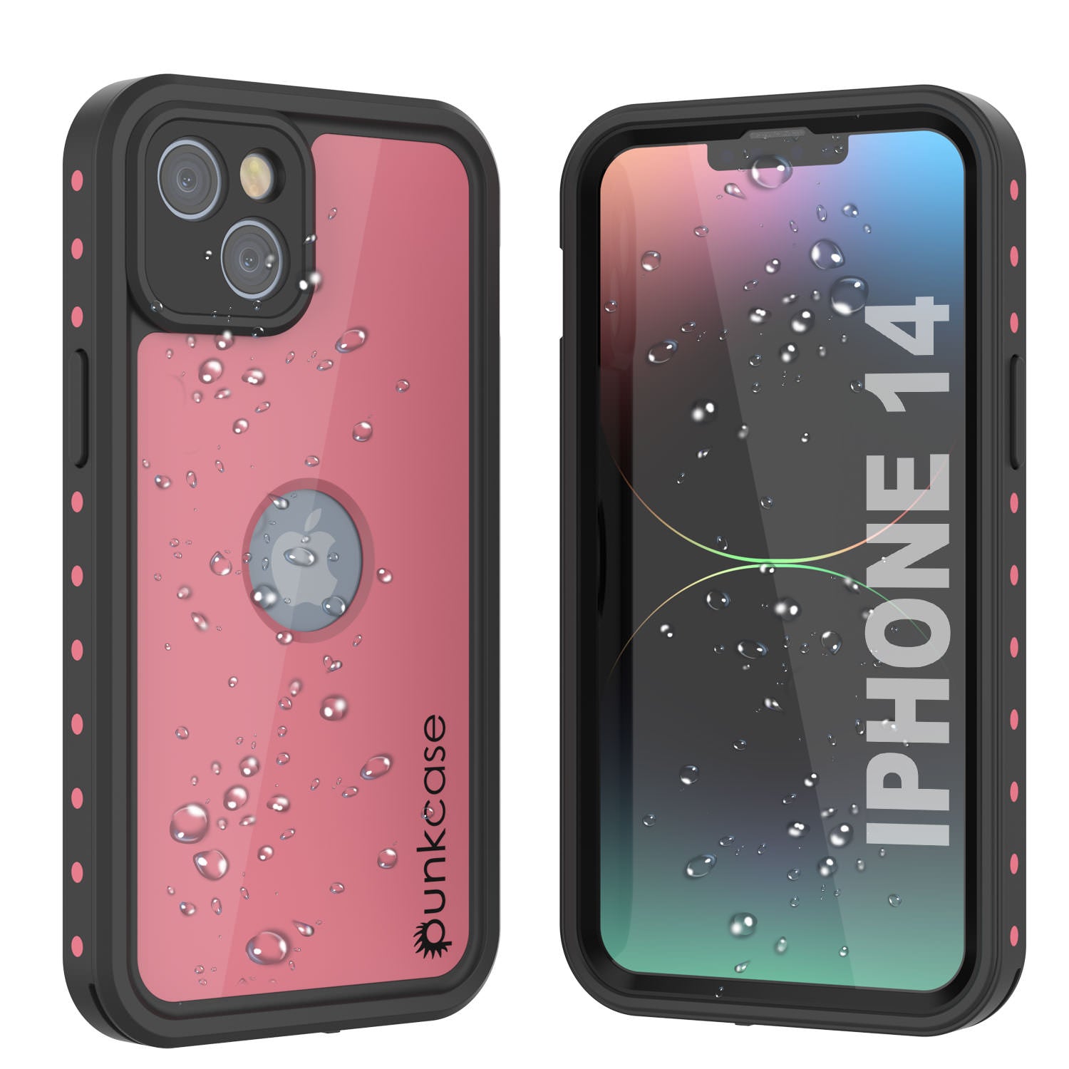 iPhone 14 Waterproof IP68 Case, Punkcase [Pink] [StudStar Series] [Slim Fit] [Dirtproof]