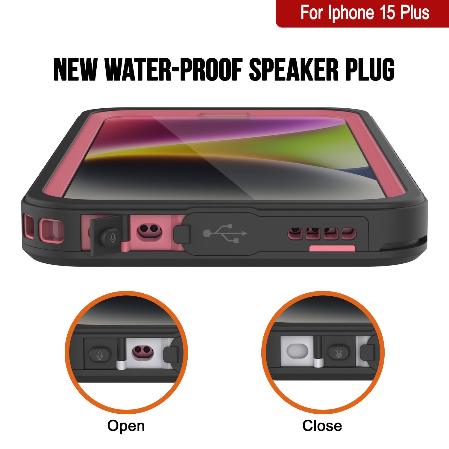 iPhone 15 Plus Waterproof Case, Punkcase [Extreme Series] Armor Cover W/ Built In Screen Protector [Pink]