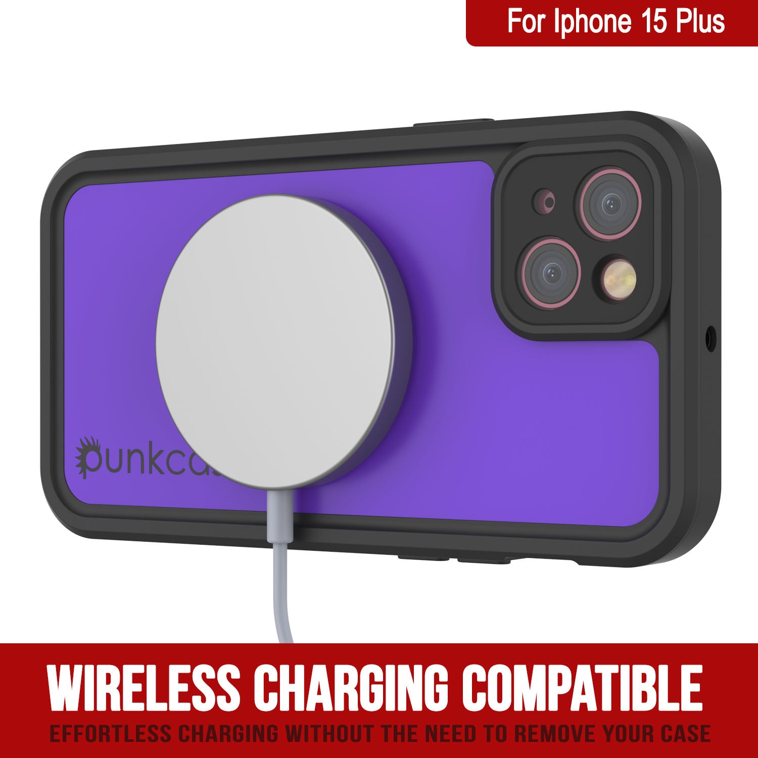 iPhone 15 Plus Waterproof IP68 Case, Punkcase [Purple] [StudStar Series] [Slim Fit] [Dirtproof]
