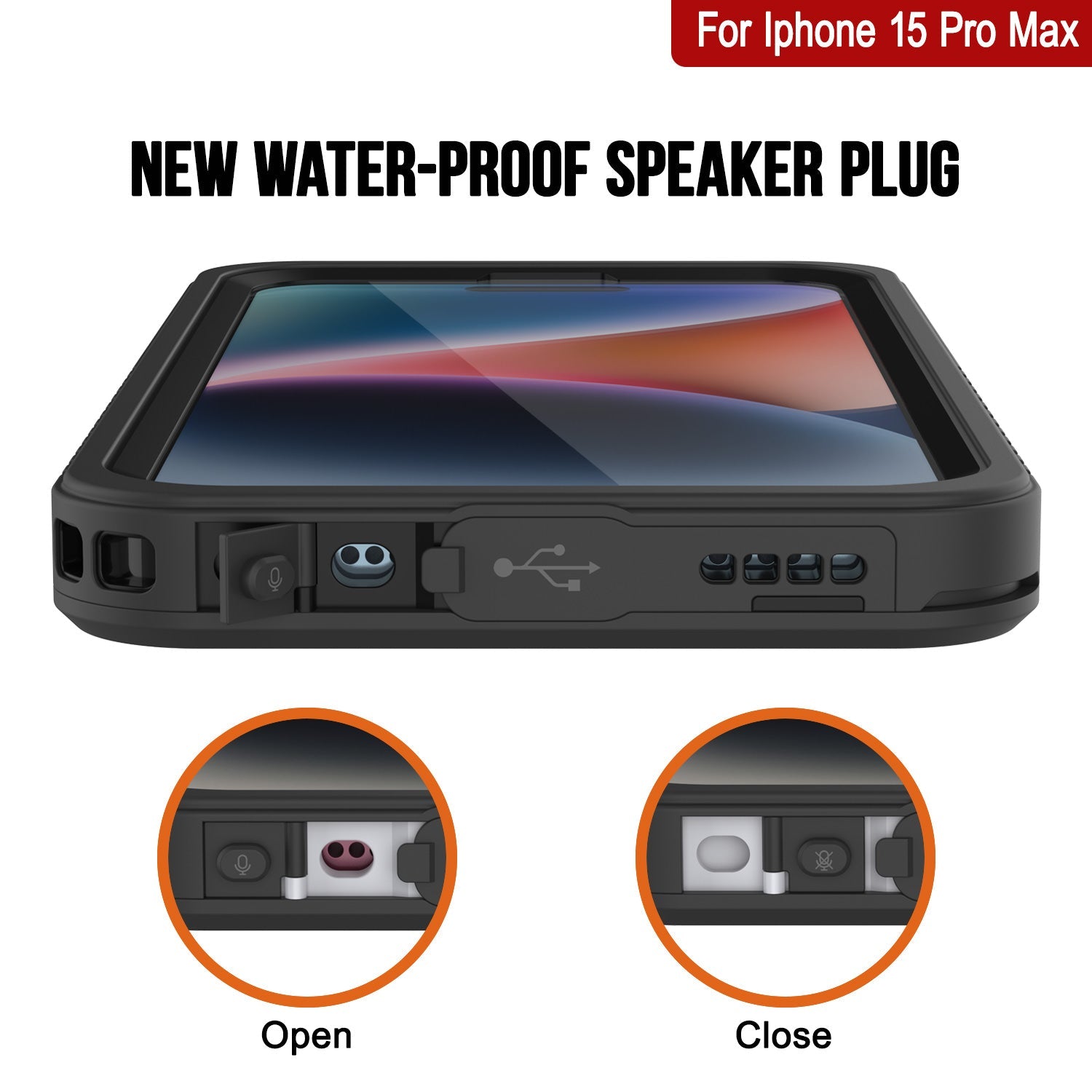 iPhone 15 Pro Max Waterproof Case, Punkcase [Extreme Series] Armor Cover W/ Built In Screen Protector [Black]