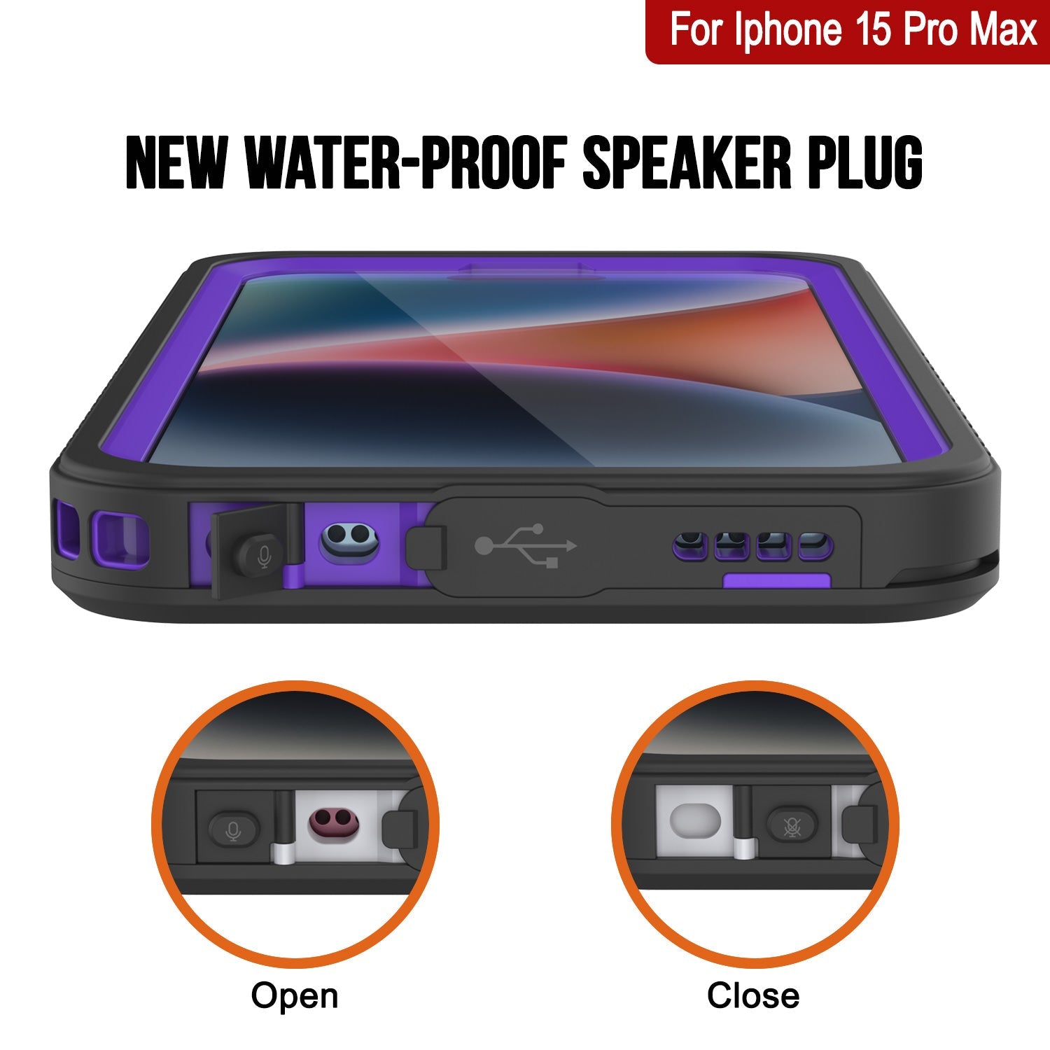 iPhone 15 Pro Max Waterproof Case, Punkcase [Extreme Series] Armor Cover W/ Built In Screen Protector [Purple]