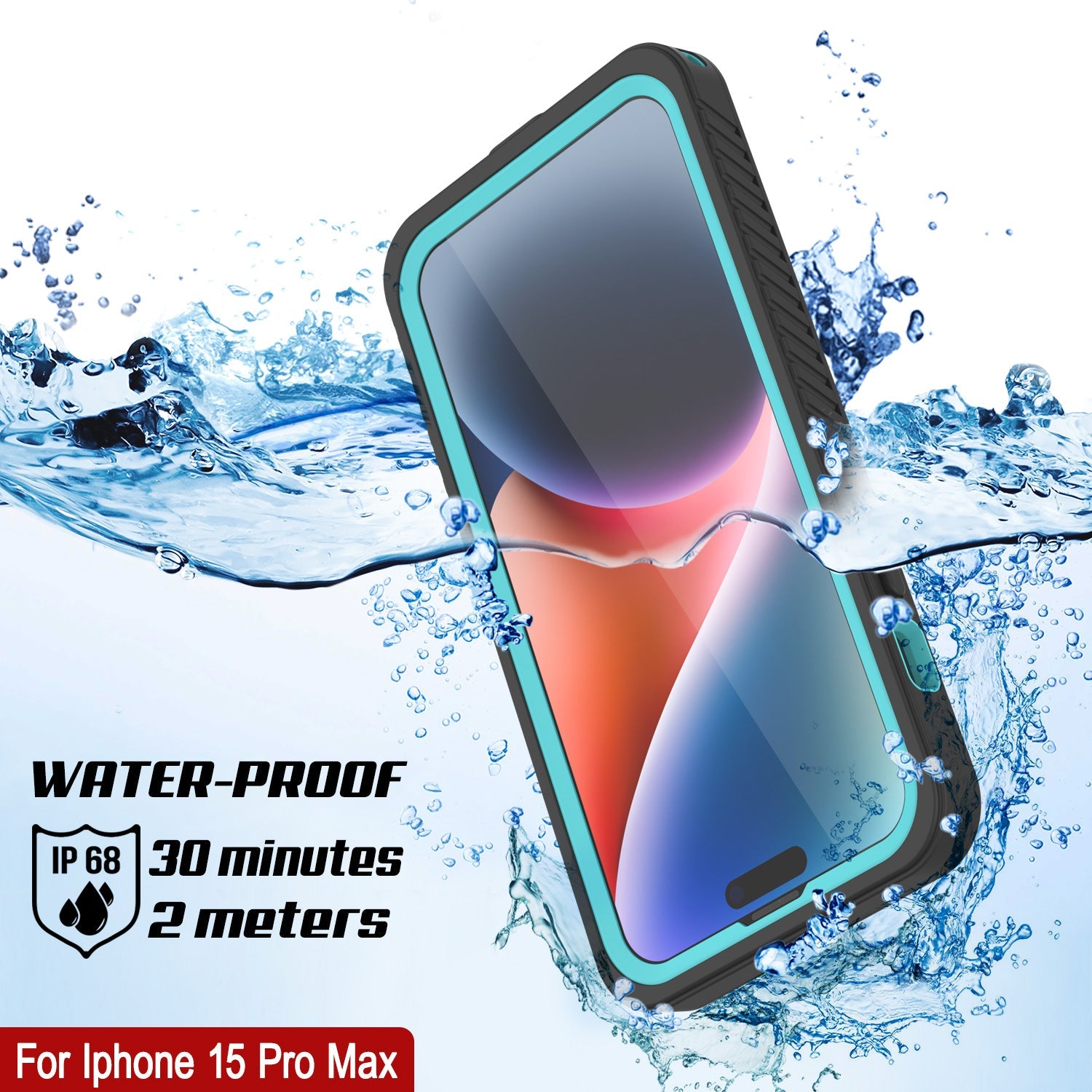 iPhone 15 Pro Max Waterproof Case, Punkcase [Extreme Series] Armor Cover W/ Built In Screen Protector [Teal]