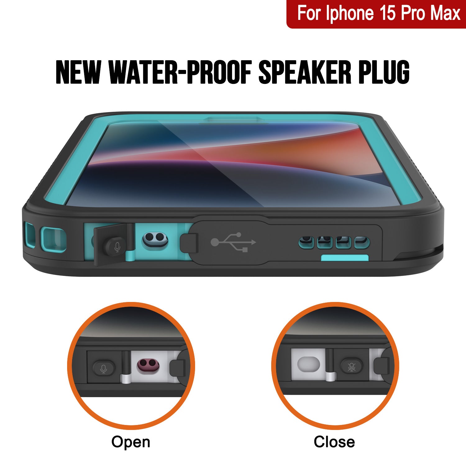 iPhone 15 Pro Max Waterproof Case, Punkcase [Extreme Series] Armor Cover W/ Built In Screen Protector [Teal]