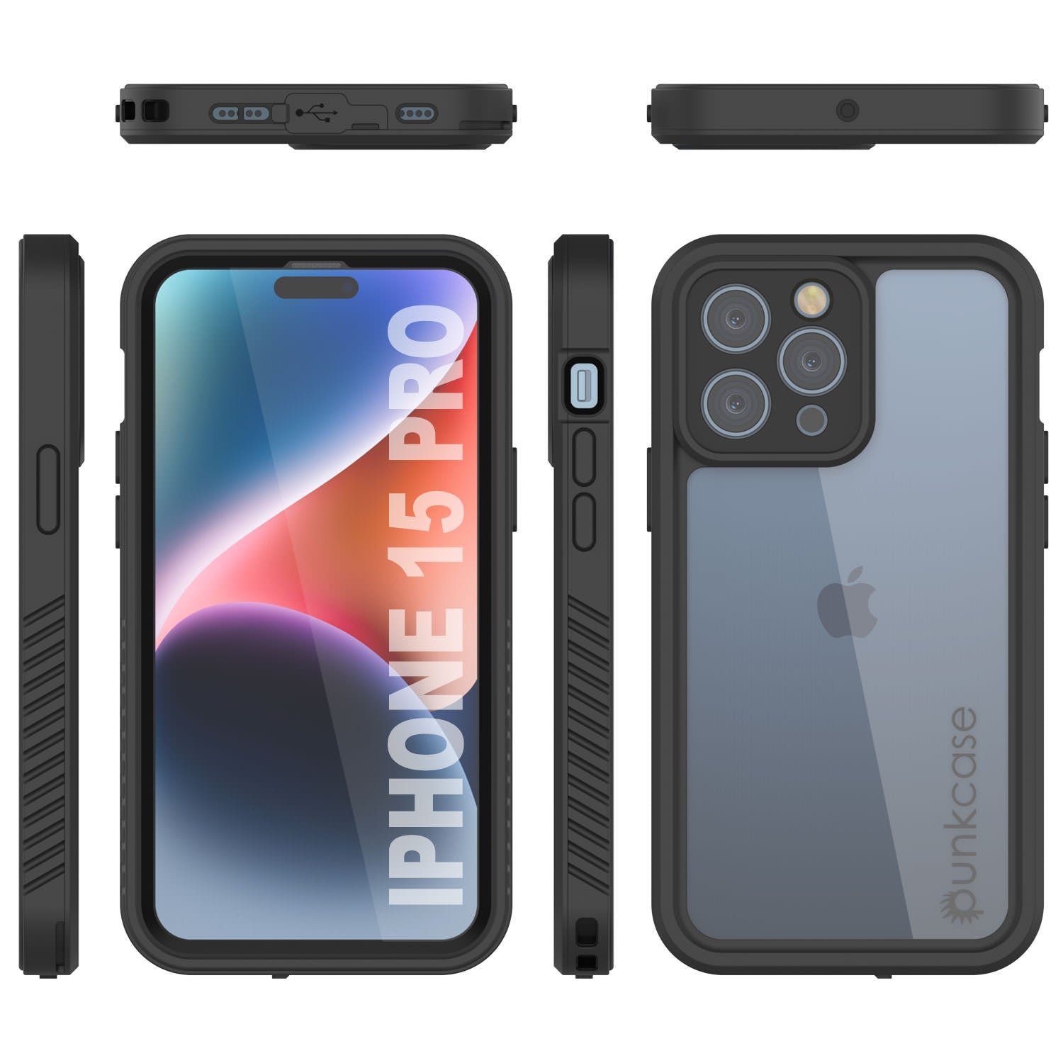 iPhone 15 Pro Waterproof IP68 Case, Punkcase [Clear] [StudStar Series] [Slim Fit] [Dirtproof]