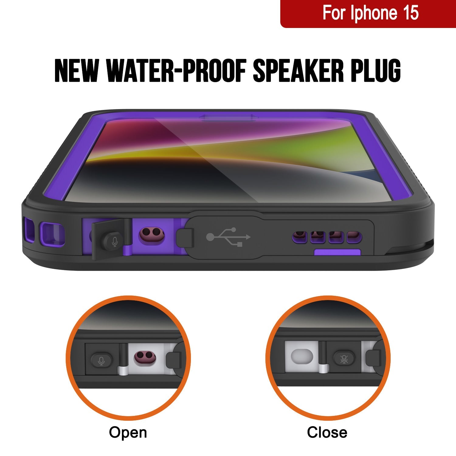 iPhone 15  Waterproof Case, Punkcase [Extreme Series] Armor Cover W/ Built In Screen Protector [Purple]