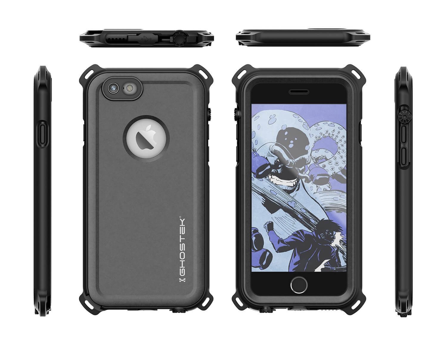 iPhone 6S/6 Waterproof Case, Ghostek® Nautical Black Series| Underwater | Aluminum Frame | Ultra Fit
