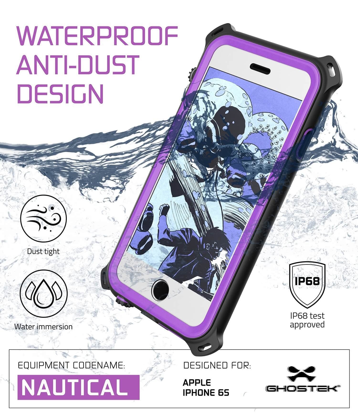iPhone 6S/6 Waterproof Case, Ghostek® Nautical Purple Series| Underwater | Aluminum Frame