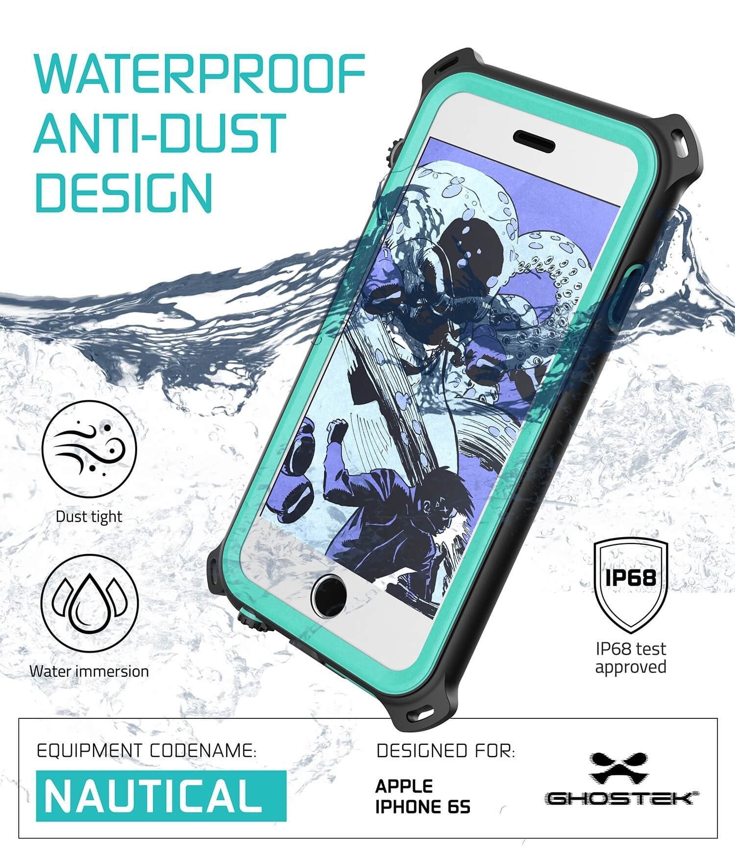 iPhone 6S/6 Waterproof Case, Ghostek® Nautical Teal Series| Underwater | Aluminum Frame | Ultra Fit