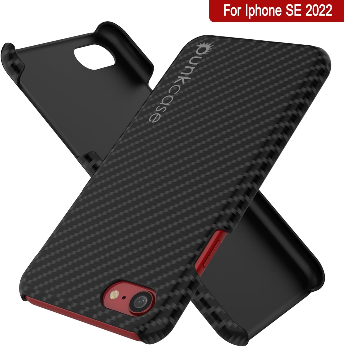 iPhone SE 2022 (4.7") Case, Punkcase CarbonShield Jet Black with 0.3mm Tempered Glass