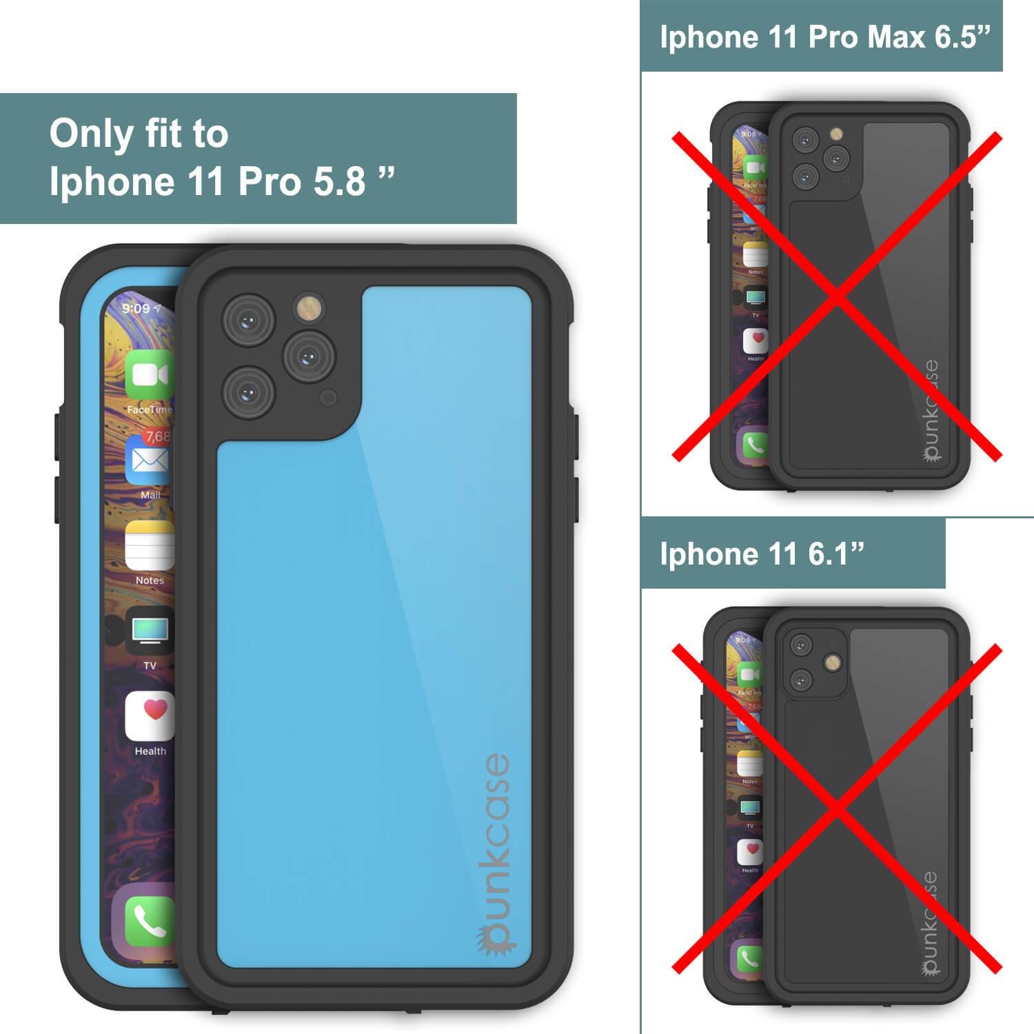 iPhone 11 Pro Waterproof IP68 Case, Punkcase [Light blue] [StudStar Series] [Slim Fit] [Dirtproof]