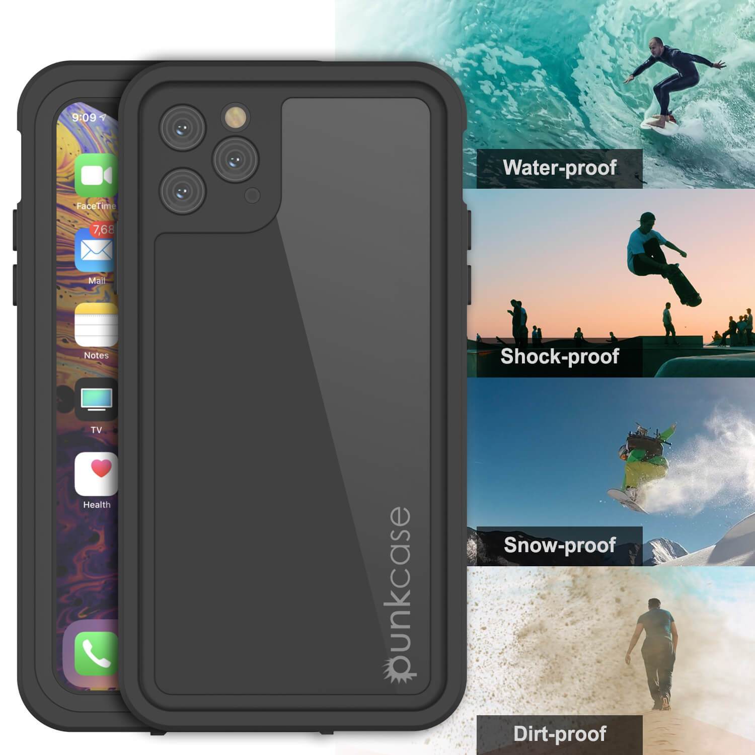 iPhone 11 Pro Waterproof IP68 Case, Punkcase [Black] [StudStar Series] [Slim Fit]