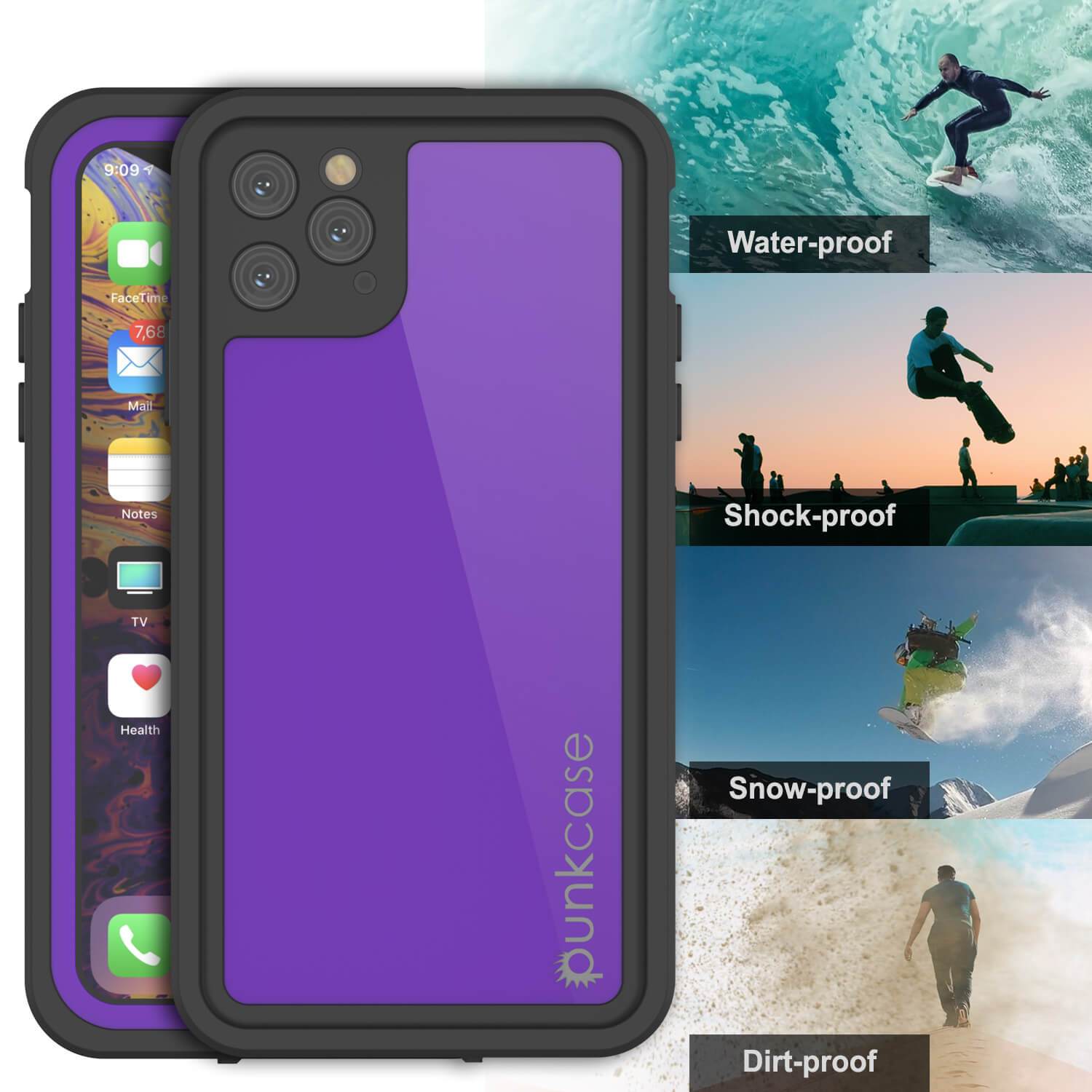 iPhone 11 Pro Waterproof IP68 Case, Punkcase [Purple] [StudStar Series] [Slim Fit] [Dirtproof]