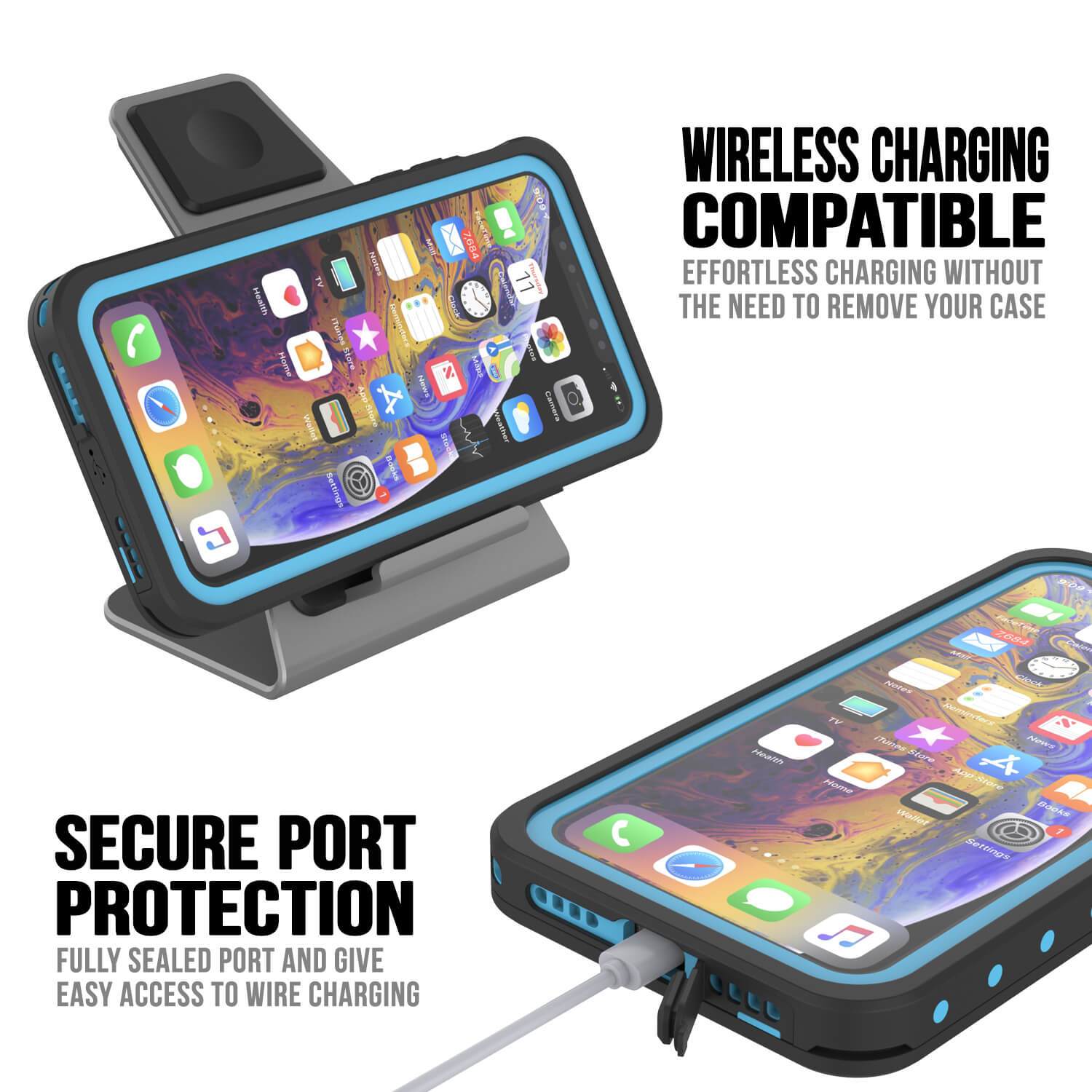 iPhone 11 Pro Waterproof IP68 Case, Punkcase [Light blue] [StudStar Series] [Slim Fit] [Dirtproof]