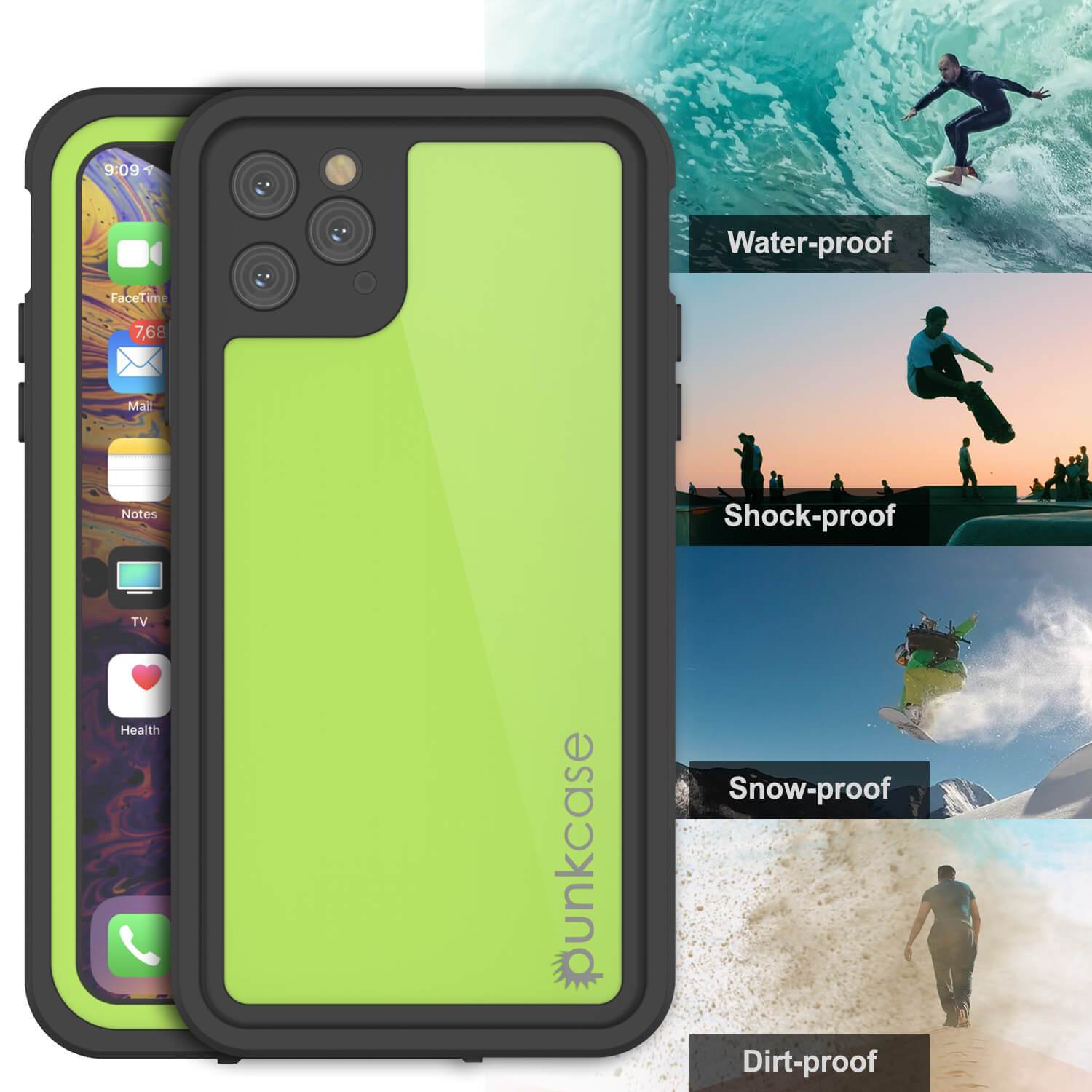 iPhone 11 Pro Max Waterproof IP68 Case, Punkcase [Light green] [StudStar Series] [Slim Fit] [Dirtproof]