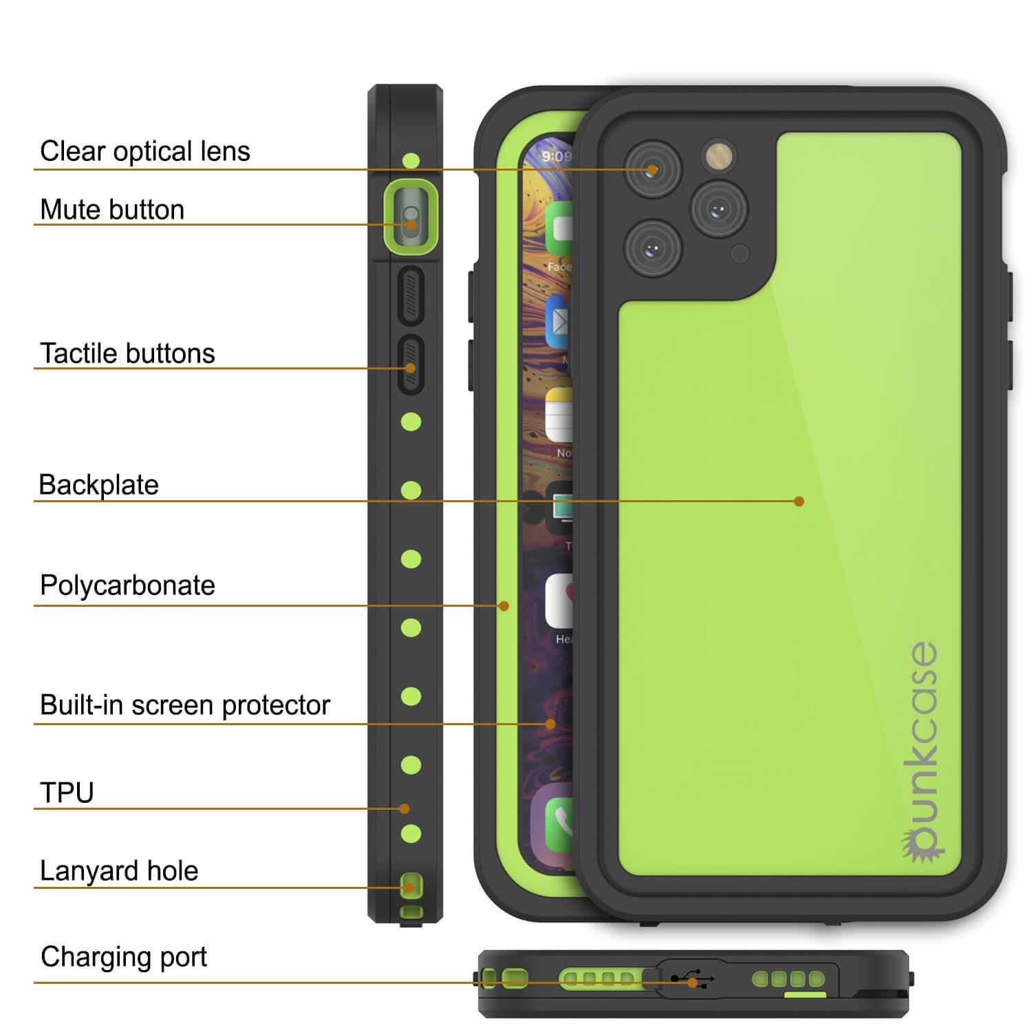 iPhone 11 Pro Max Waterproof IP68 Case, Punkcase [Light green] [StudStar Series] [Slim Fit] [Dirtproof]