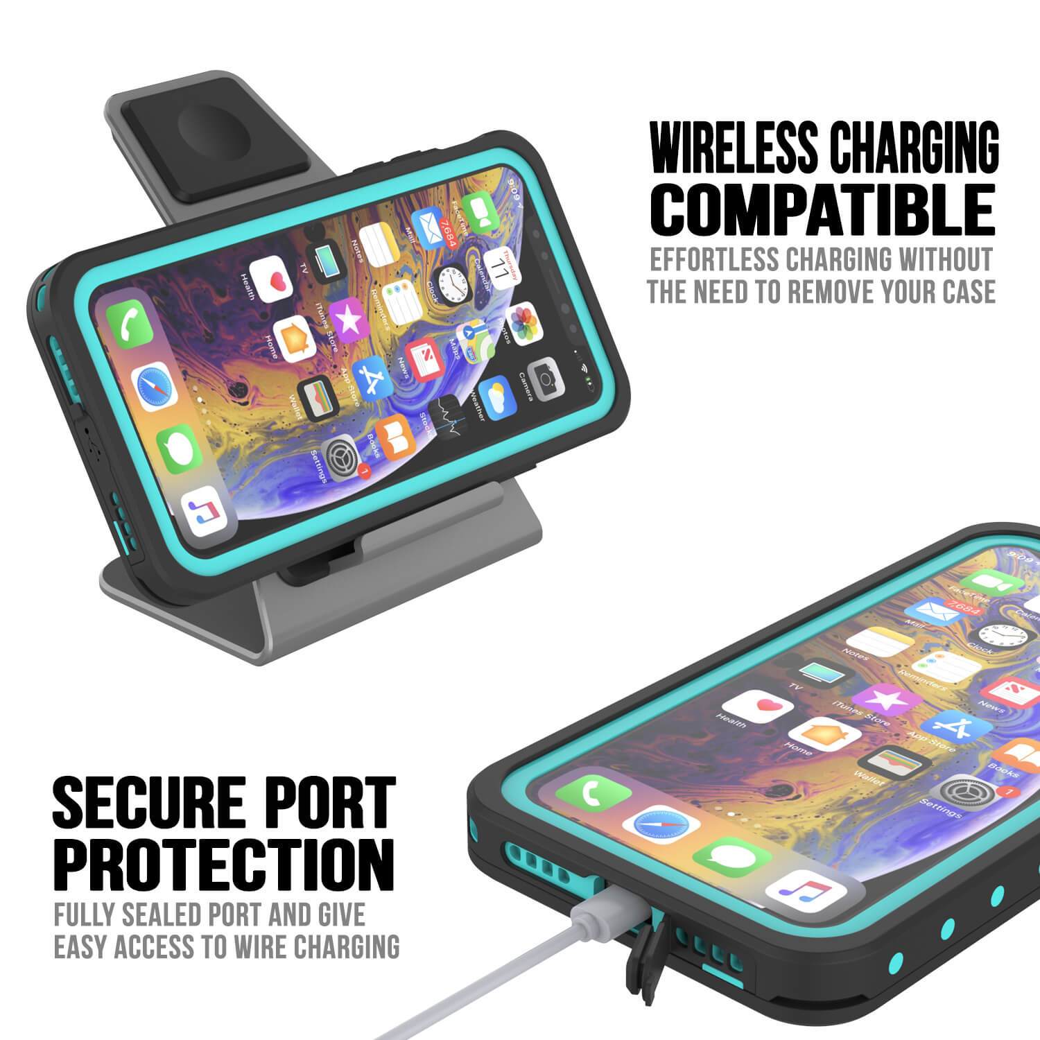 iPhone 11 Pro Waterproof IP68 Case, Punkcase [Teal] [StudStar Series] [Slim Fit]