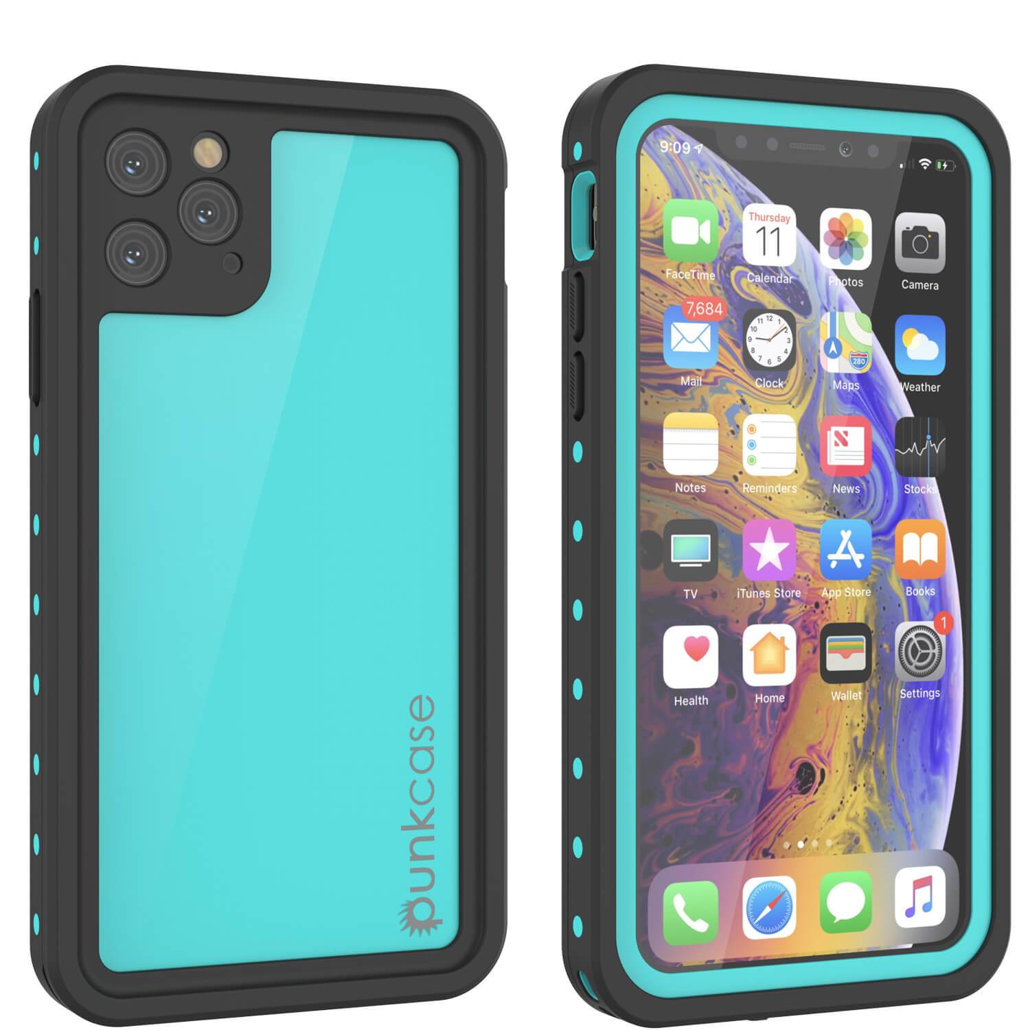 iPhone 11 Pro Max Waterproof IP68 Case, Punkcase [Teal] [StudStar Series] [Slim Fit]