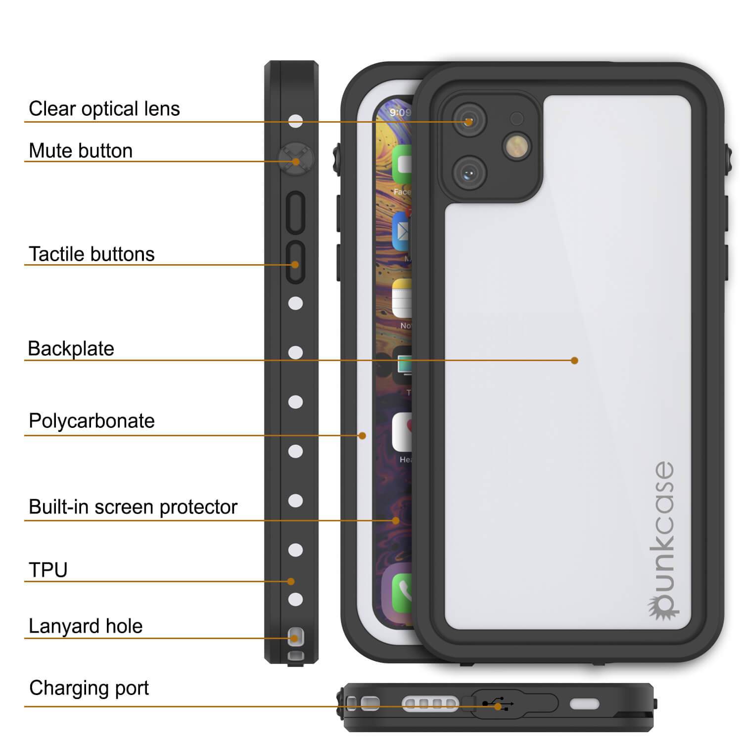 iPhone 11 Waterproof IP68 Case, Punkcase [White] [StudStar Series] [Slim Fit] [Dirtproof]