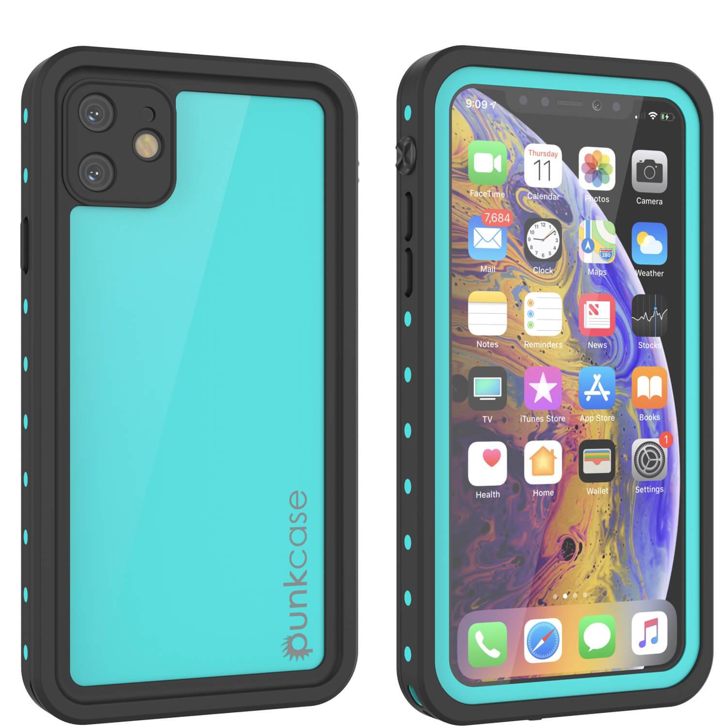 iPhone 11 Waterproof IP68 Case, Punkcase [Teal] [StudStar Series] [Slim Fit]