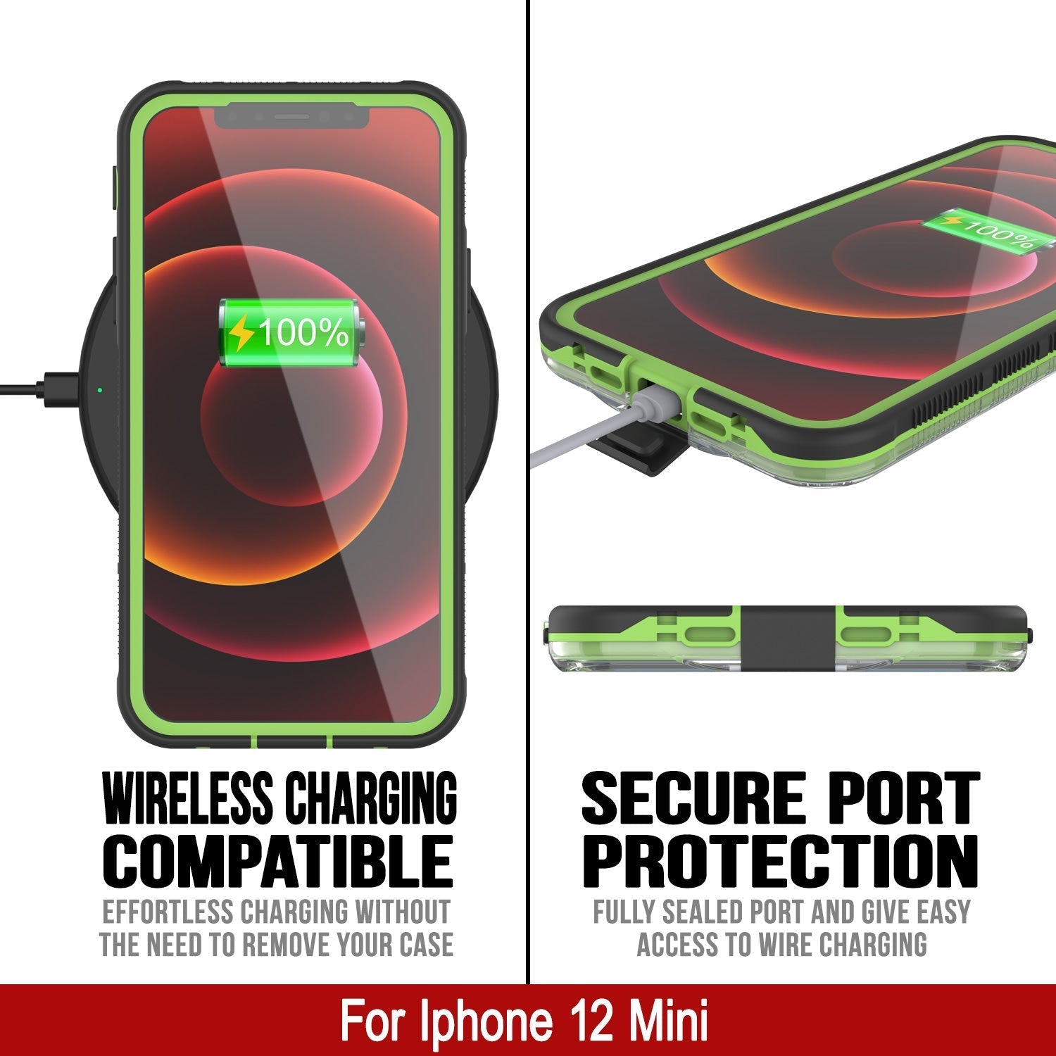 Punkcase iPhone 13 Mini Waterproof Case [Aqua Series] Armor Cover [Clear Black] [Clear Back]