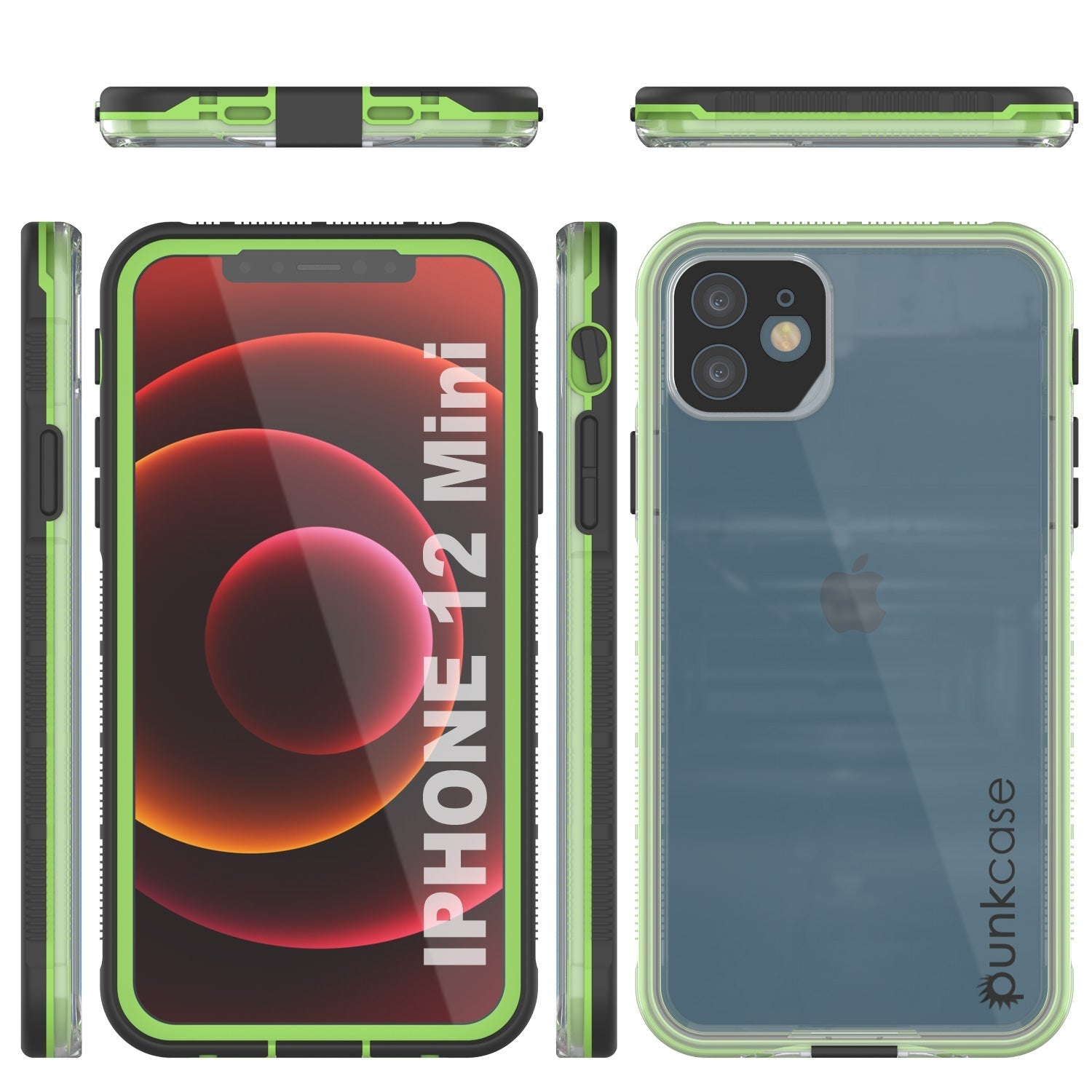 Punkcase iPhone 13 Mini Waterproof Case [Aqua Series] Armor Cover [Clear Black] [Clear Back]