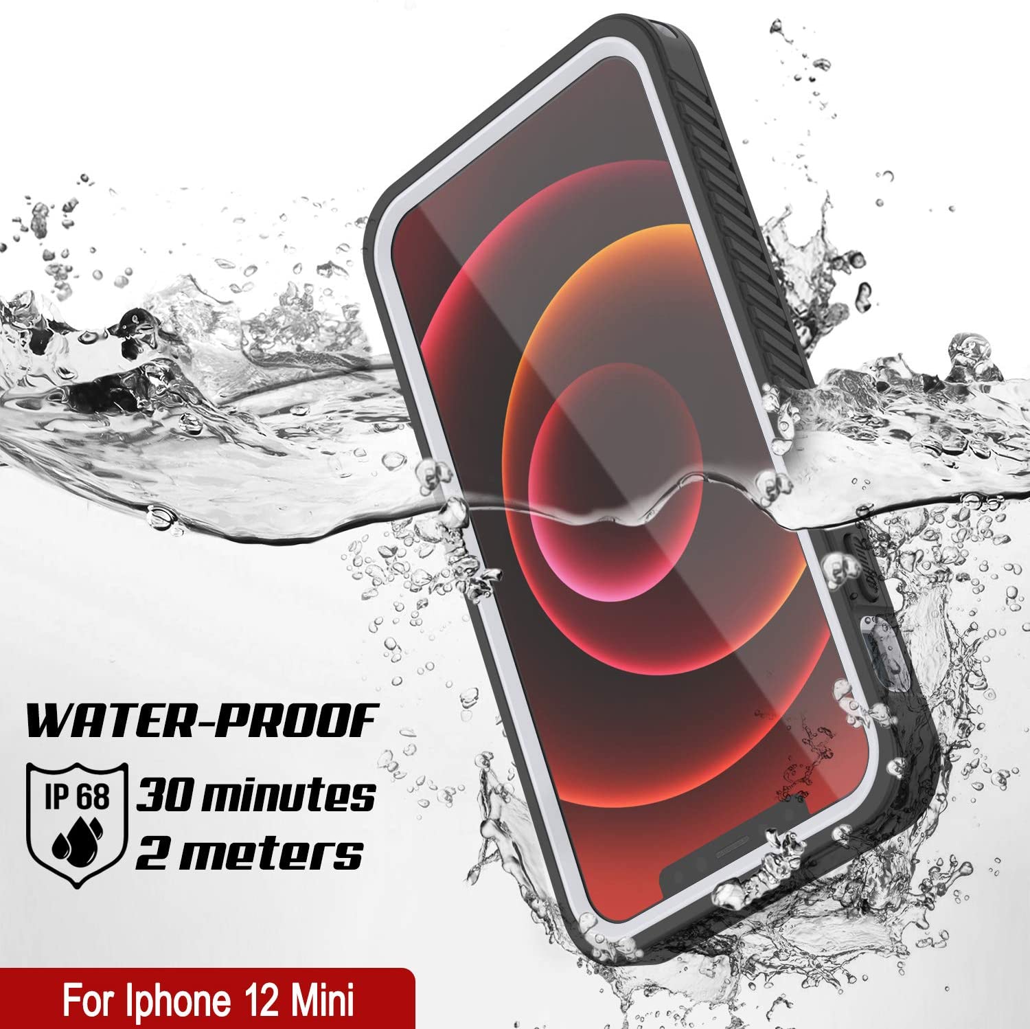 iPhone 12 Mini Waterproof Case, Punkcase [Extreme Series] Armor Cover W/ Built In Screen Protector [White]