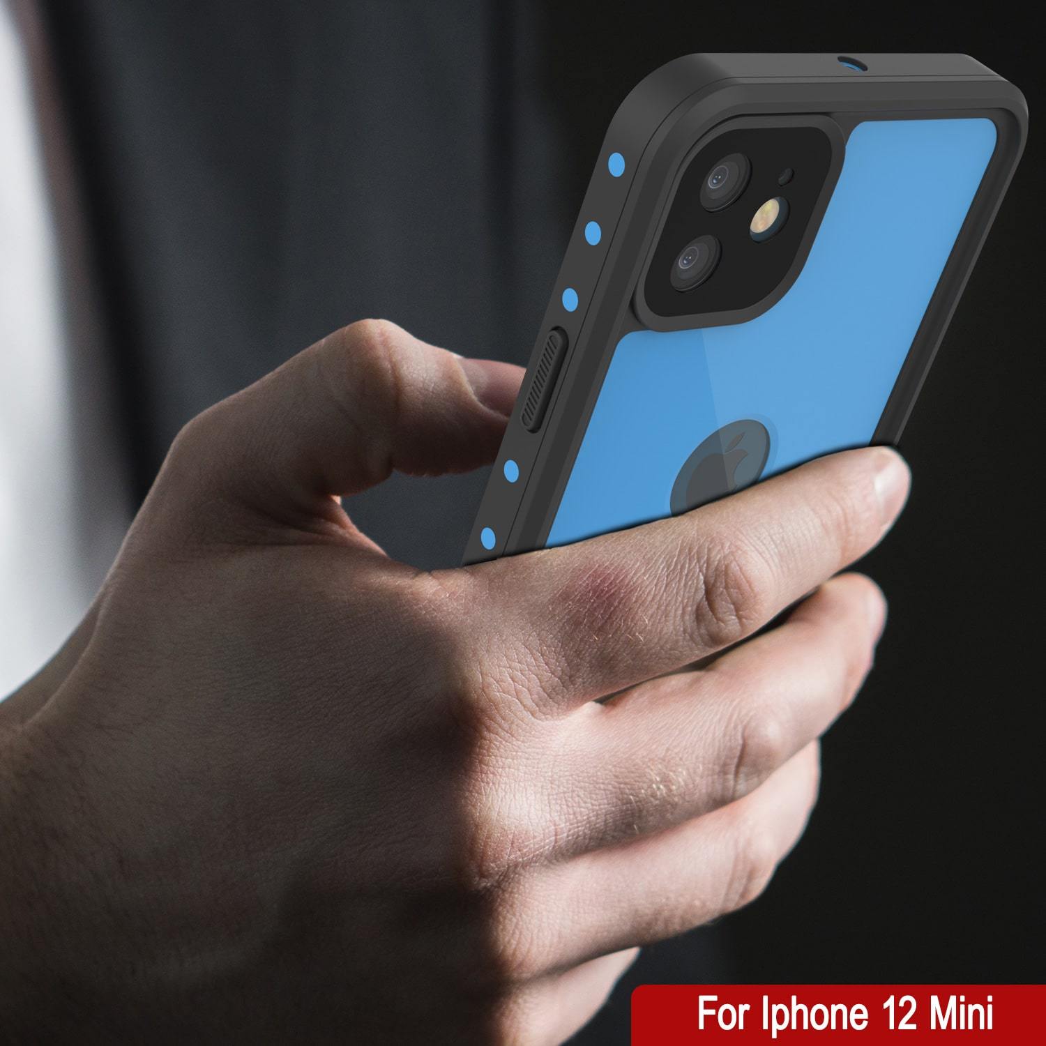 iPhone 12 Mini Waterproof IP68 Case, Punkcase [Light blue] [StudStar Series] [Slim Fit] [Dirtproof]