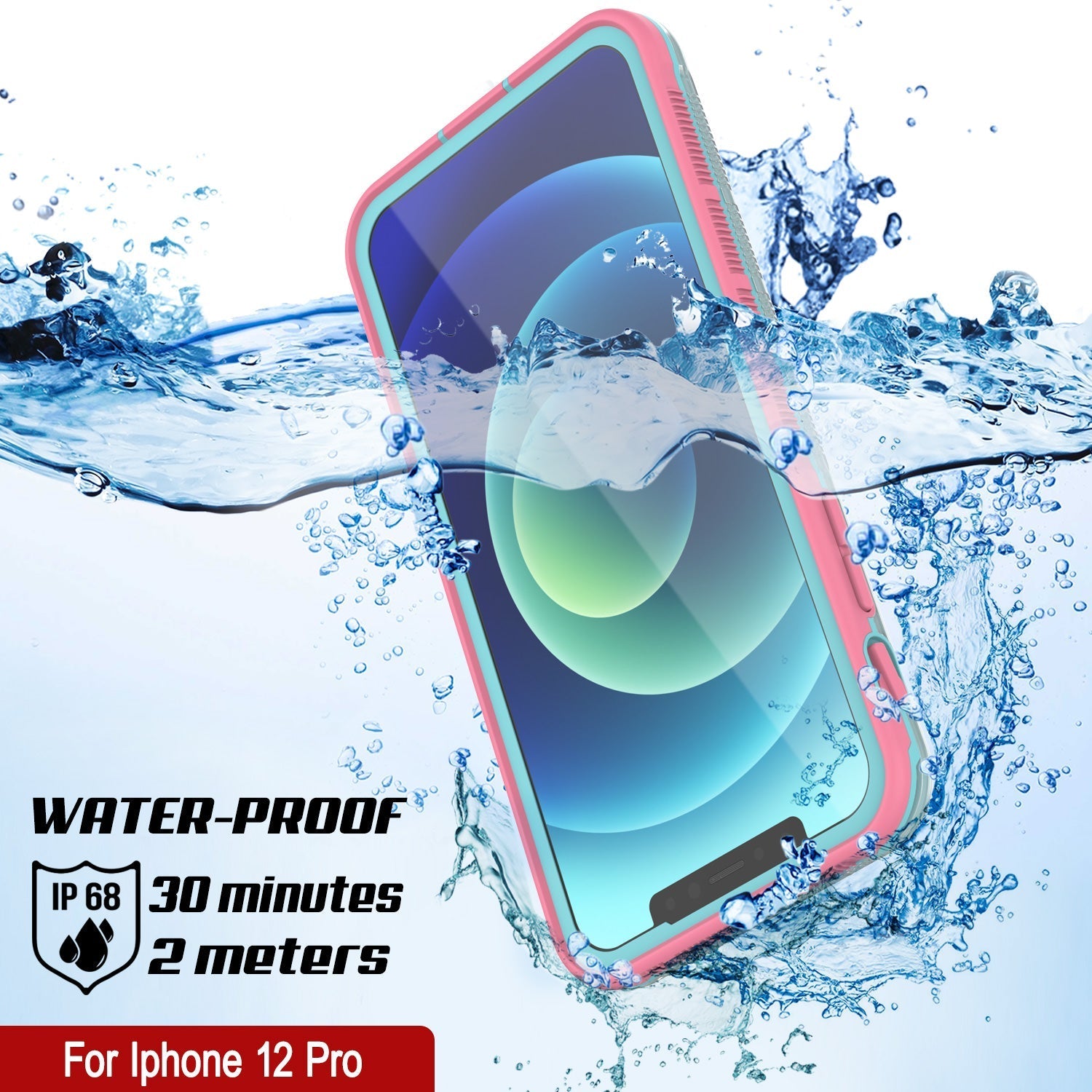 Punkcase iPhone 13 Pro Waterproof Case [Aqua Series] Armor Cover [Clear Pink] [Clear Back]