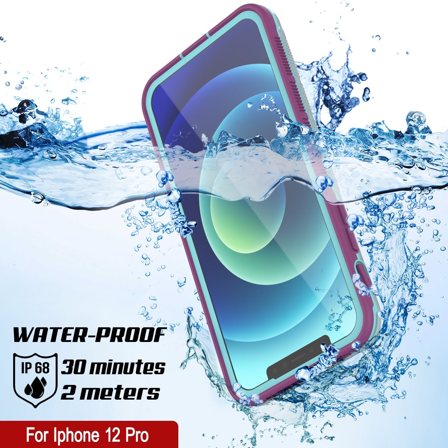 Punkcase iPhone 13 Pro Waterproof Case [Aqua Series] Armor Cover [Clear Blue] [Clear Back]