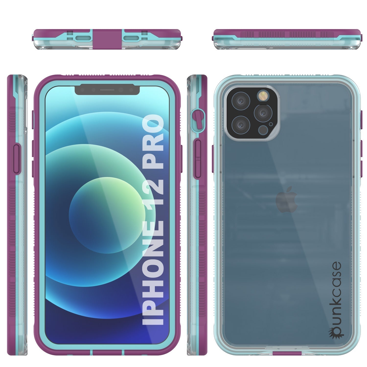 Punkcase iPhone 13 Pro Waterproof Case [Aqua Series] Armor Cover [Clear Blue] [Clear Back]