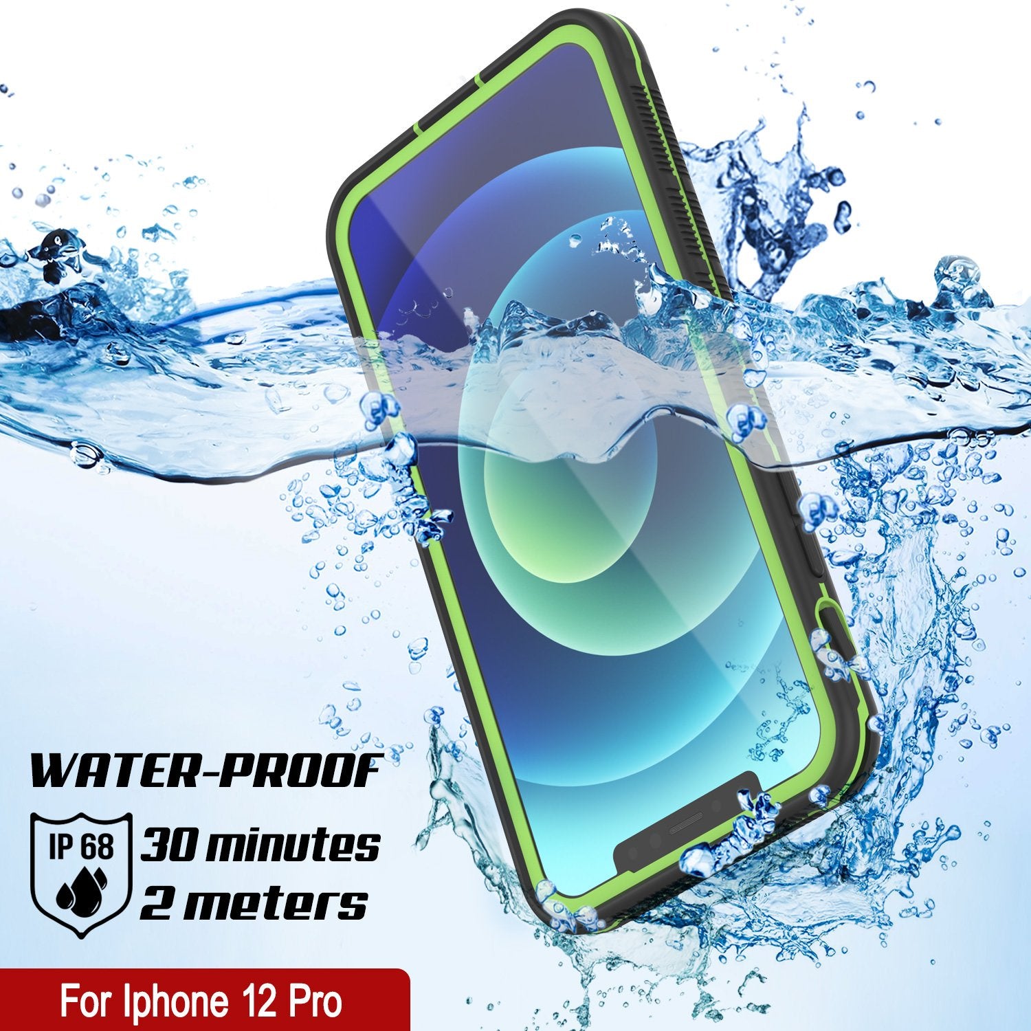 Punkcase iPhone 12 Pro Waterproof Case [Aqua Series] Armor Cover [Black]