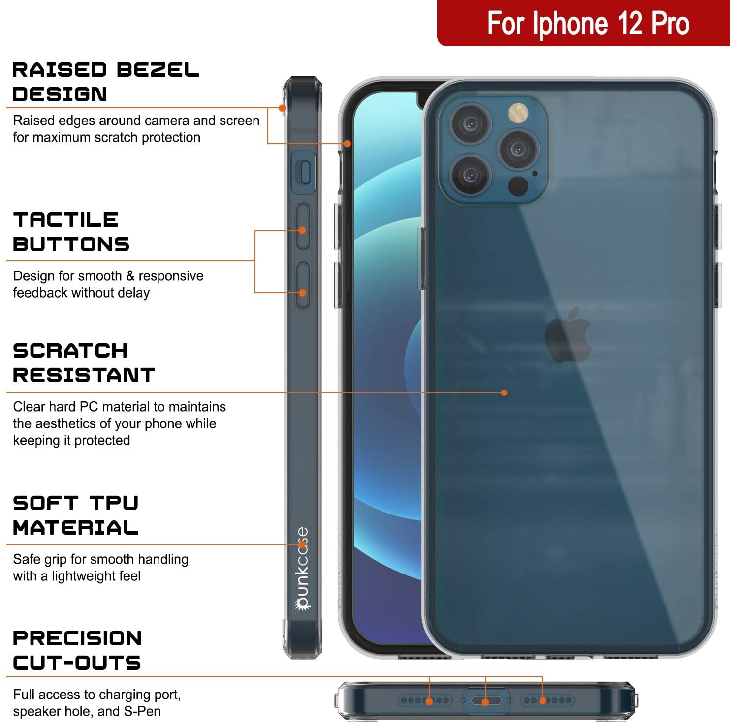 iPhone 12 Pro Case Punkcase® LUCID 2.0 Clear Series Series w/ SHIELD Screen Protector | Ultra Fit