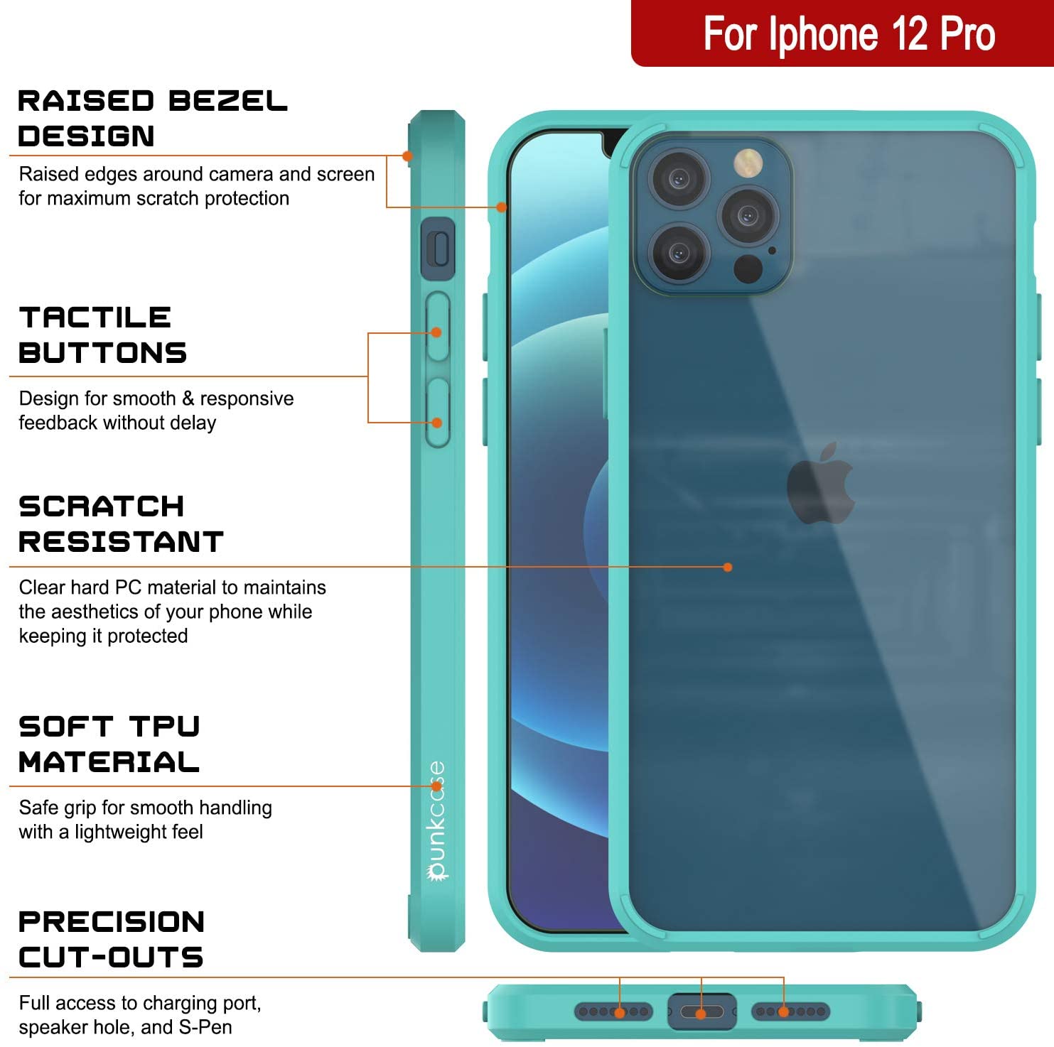 iPhone 12 Pro Case Punkcase® LUCID 2.0 Teal Series w/ PUNK SHIELD Screen Protector | Ultra Fit