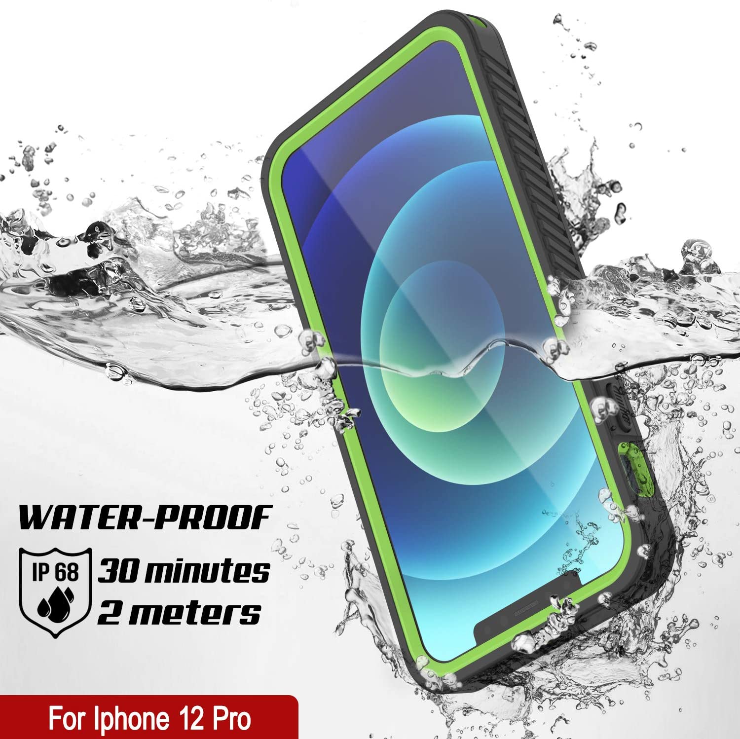 iPhone 12 Pro Waterproof Case, Punkcase [Extreme Series] Armor Cover W/ Built In Screen Protector [Light Green]