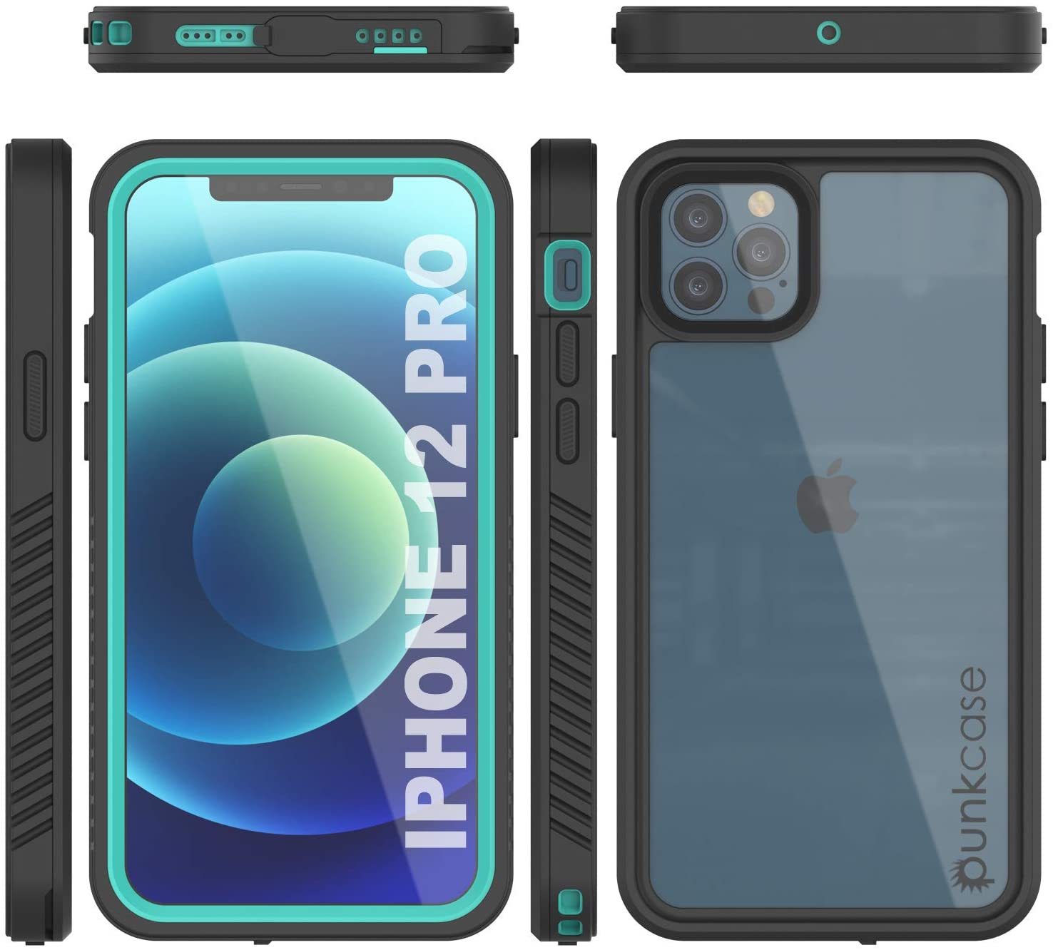 iPhone 12 Pro Waterproof Case, Punkcase [Extreme Series] Armor Cover W/ Built In Screen Protector [Teal]