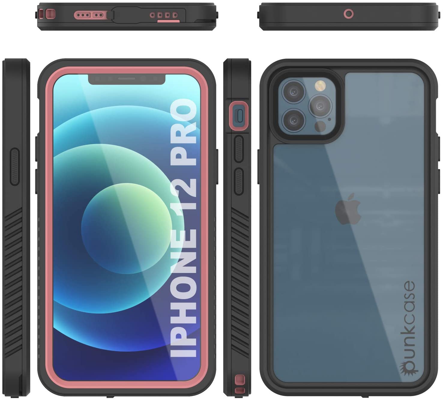 iPhone 12 Pro Waterproof Case, Punkcase [Extreme Series] Armor Cover W/ Built In Screen Protector [Pink]