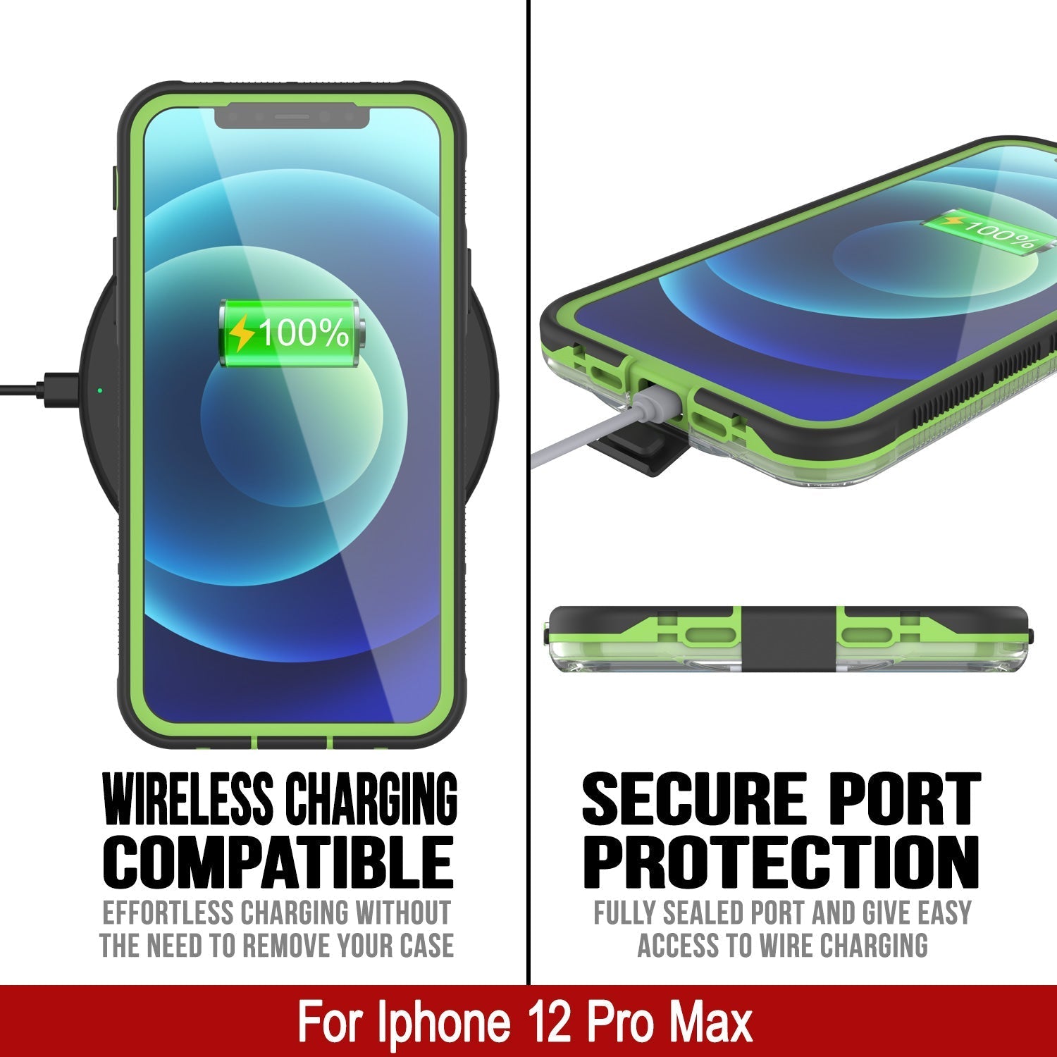 Punkcase iPhone 13 Pro Max Waterproof Case [Aqua Series] Armor Cover [Clear Black] [Clear Back]
