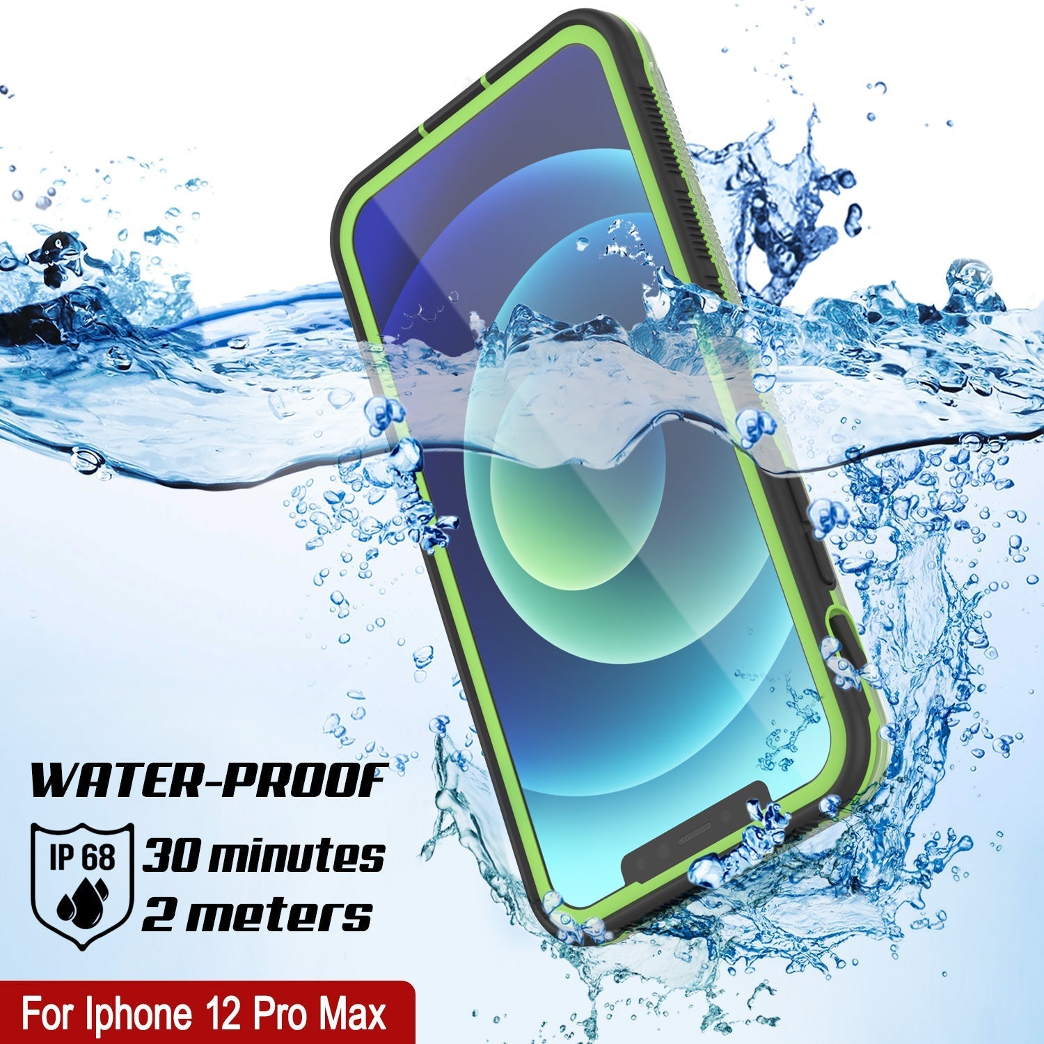Punkcase iPhone 13 Pro Max Waterproof Case [Aqua Series] Armor Cover [Clear Black] [Clear Back]