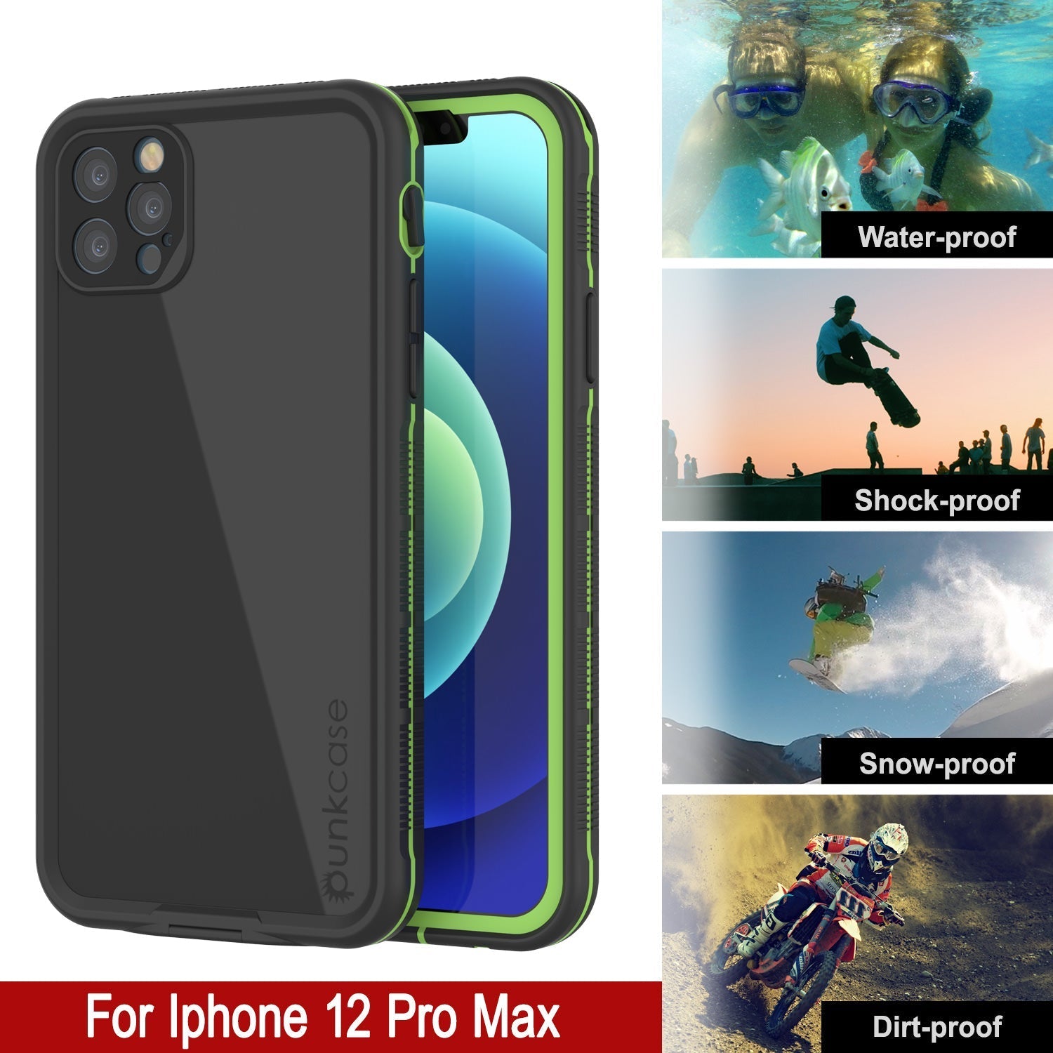 Punkcase iPhone 13 Pro Max Waterproof Case [Aqua Series] Armor Cover [Black]