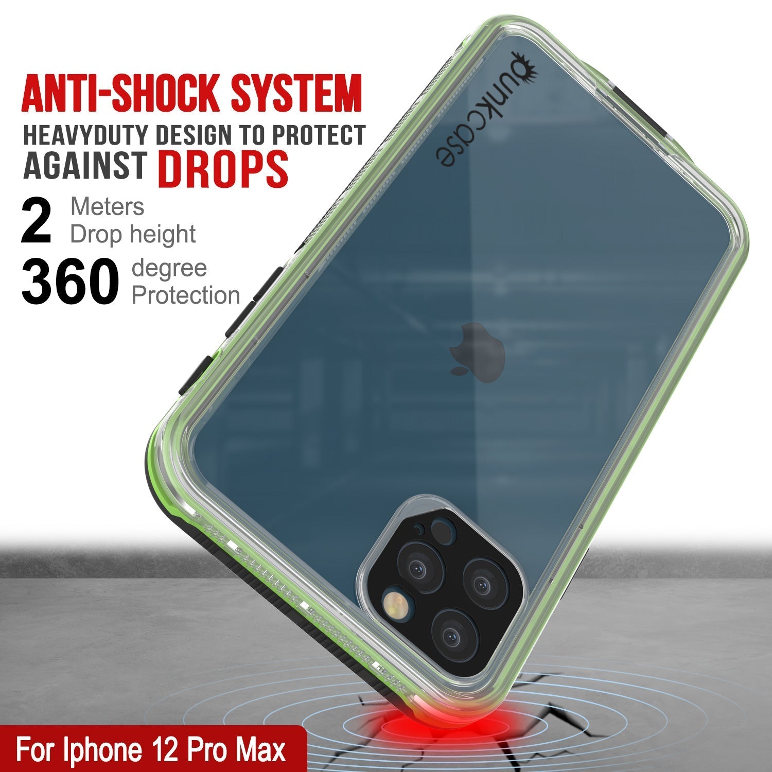 Punkcase iPhone 13 Pro Max Waterproof Case [Aqua Series] Armor Cover [Clear Black] [Clear Back]