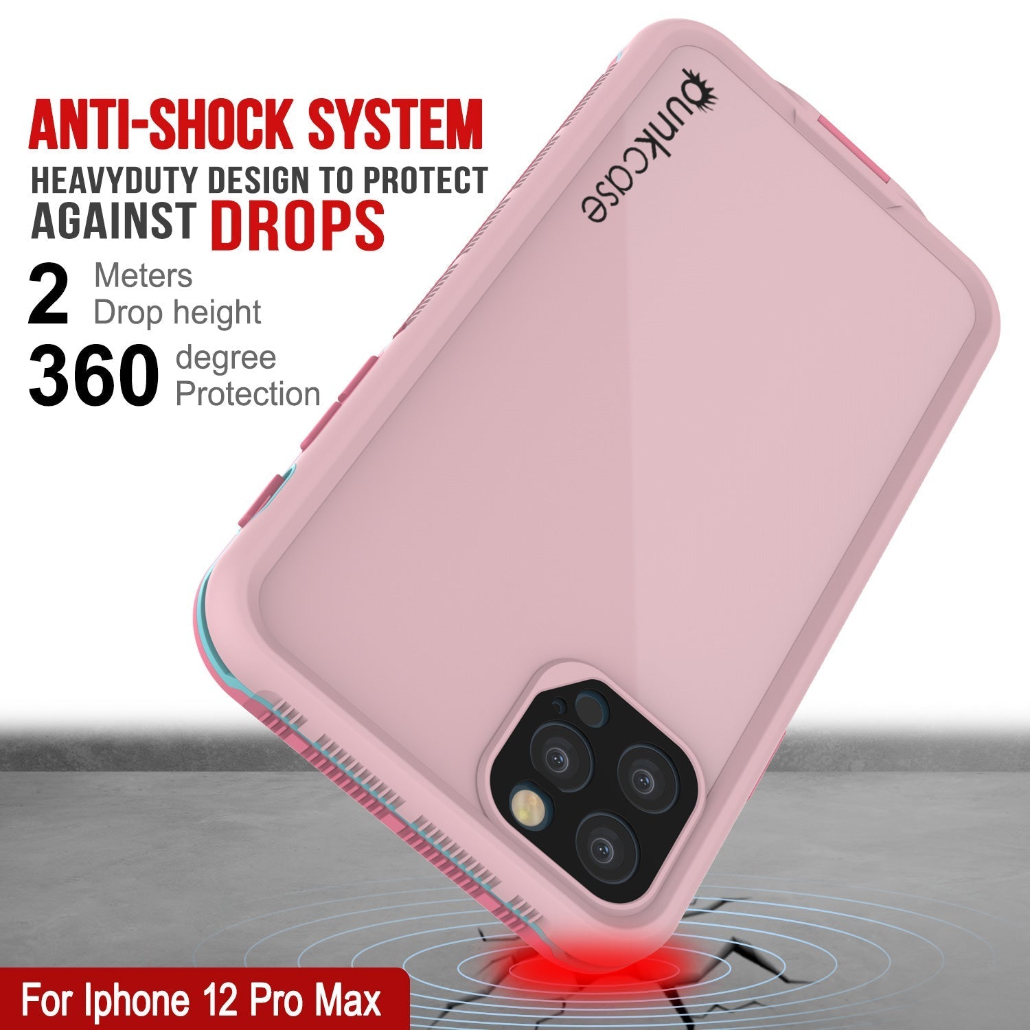 Punkcase iPhone 13 Pro Max Waterproof Case [Aqua Series] Armor Cover [Pink]